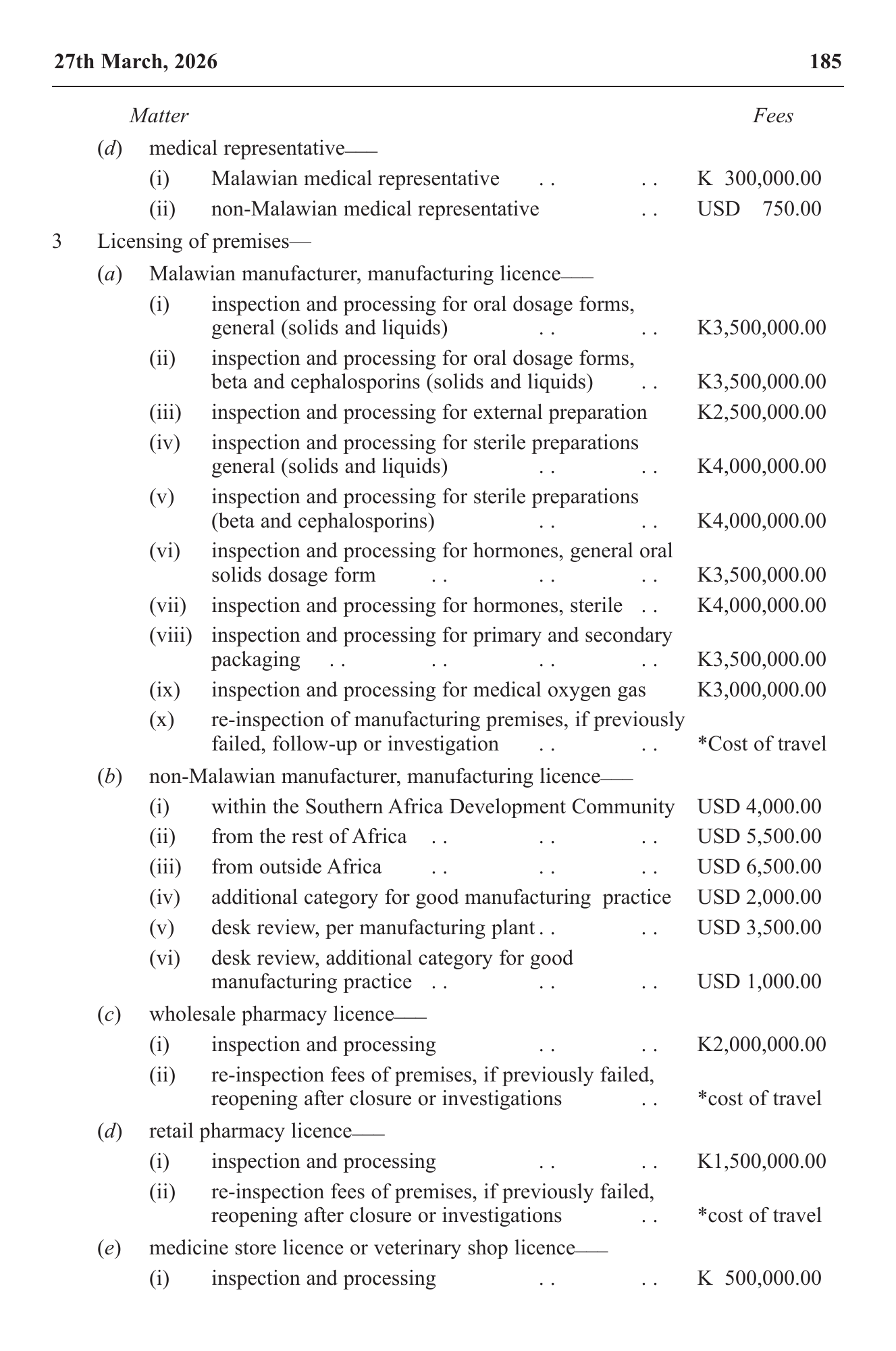 Government Notice 27 of 2026 — official PDF page 3; original table columns, symbols and diagram connections