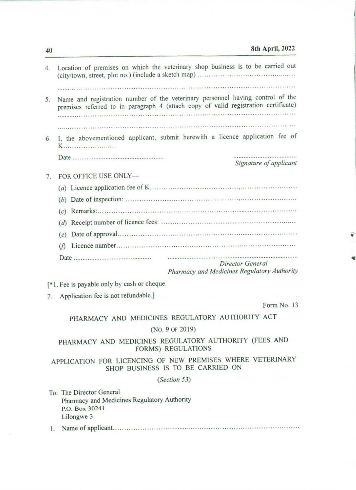 Government Notice 9 of 2022 — official PDF page 24; original table columns, symbols and diagram connections