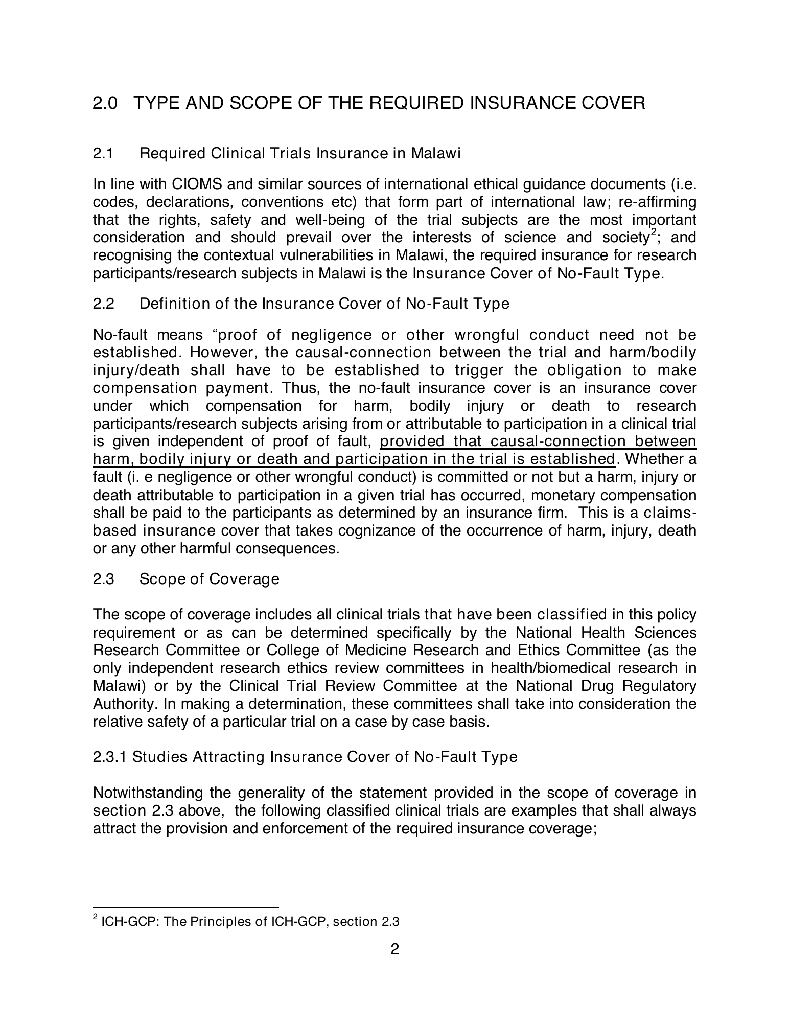 malawi-clinical-trial-insurance-policy-2012 — official PDF page 6; original table columns, symbols and diagram connections