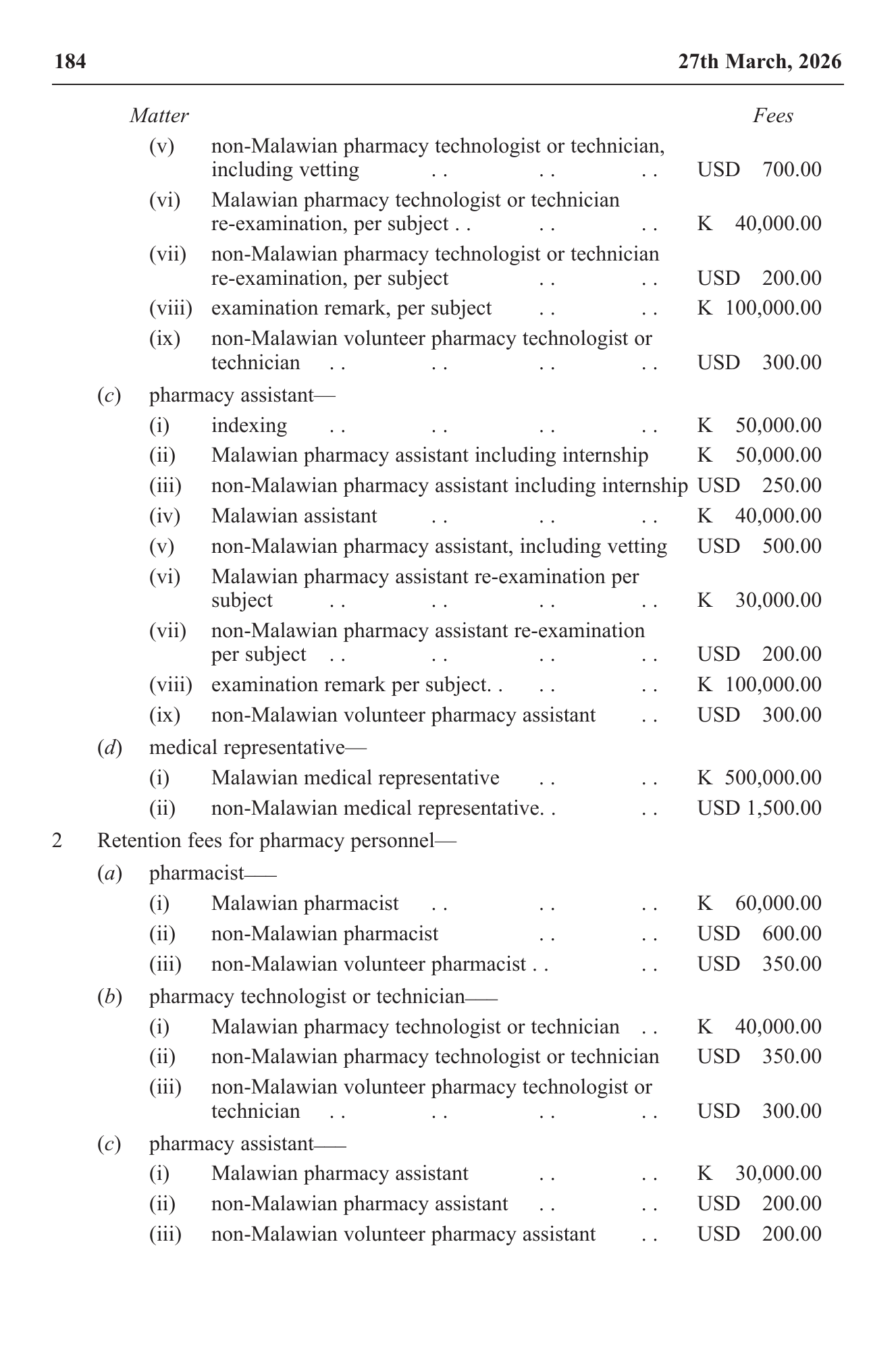 Government Notice 27 of 2026 — official PDF page 2; original table columns, symbols and diagram connections