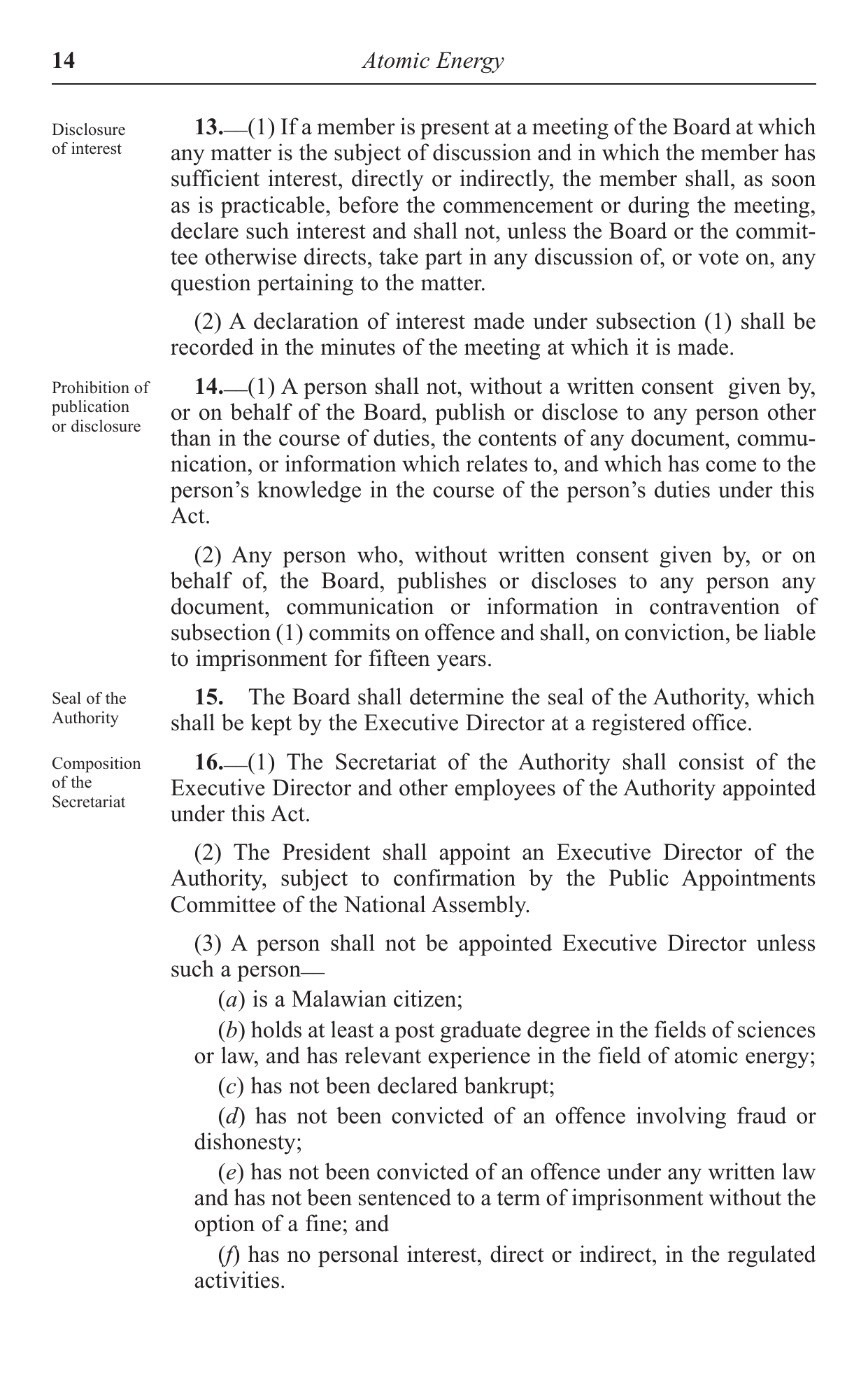 Act 16 of 2011 — official PDF page 16; original table columns, symbols and diagram connections