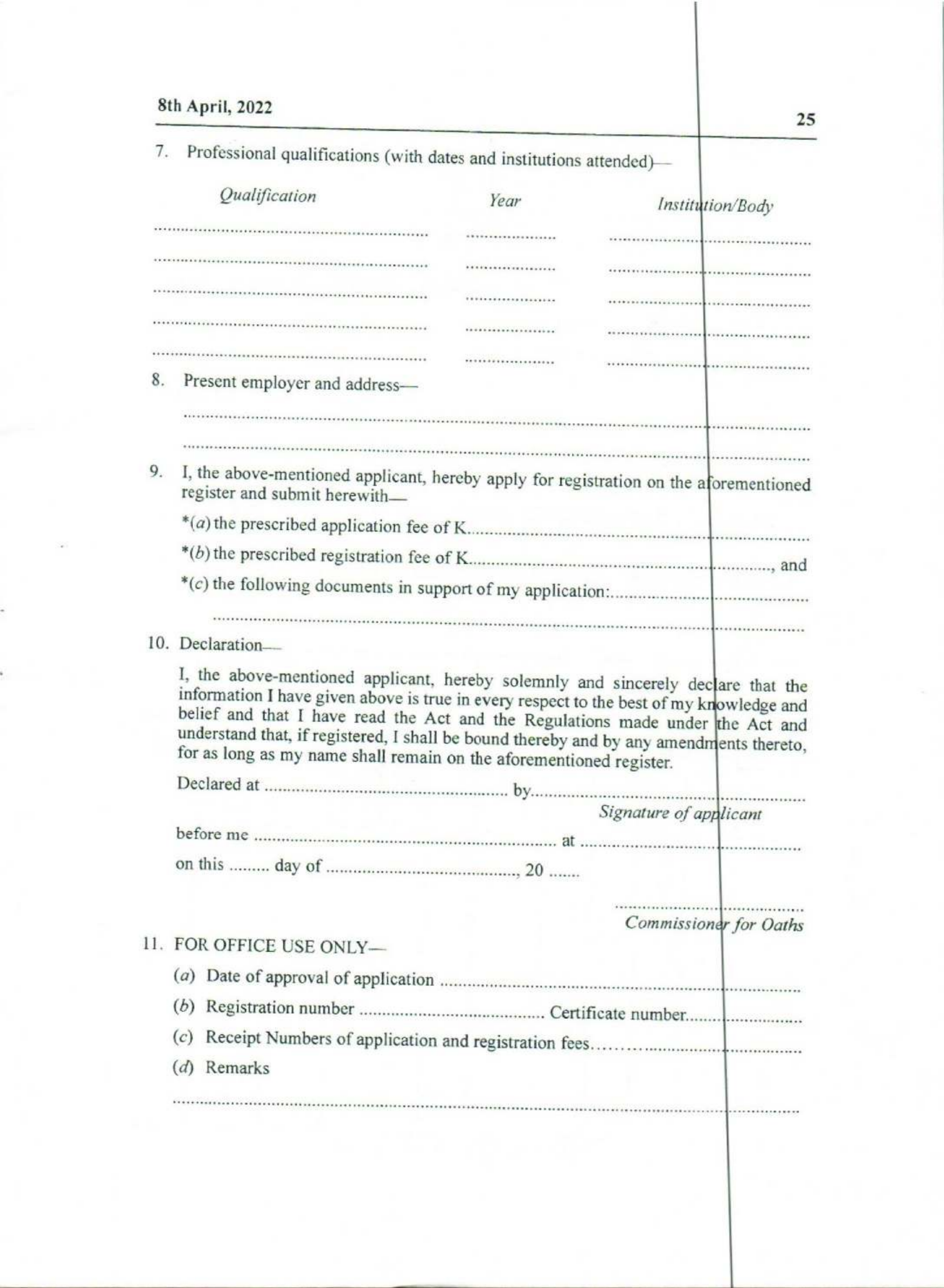 Government Notice 9 of 2022 — official PDF page 9; original table columns, symbols and diagram connections