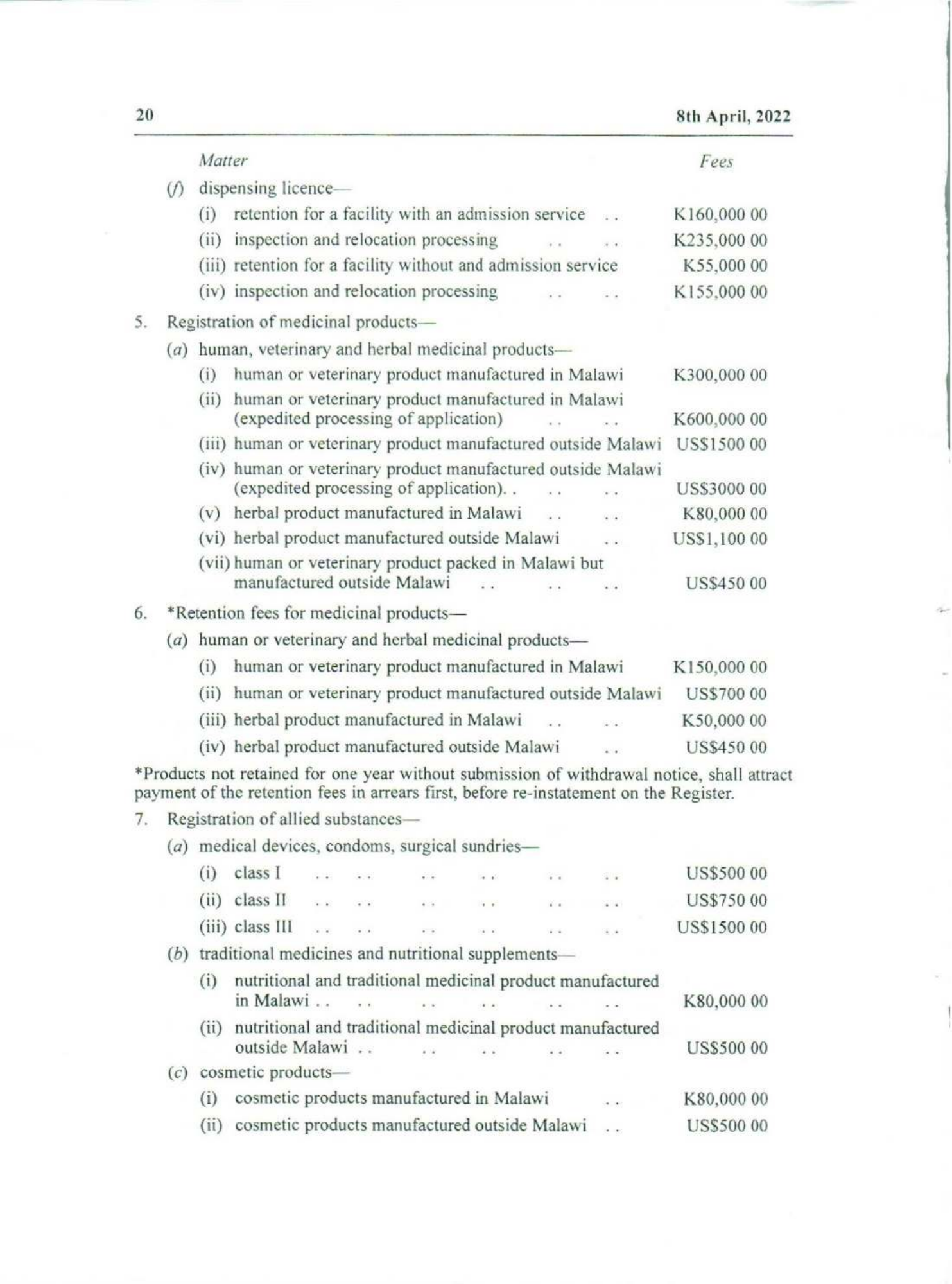 Government Notice 9 of 2022 — official PDF page 4; original table columns, symbols and diagram connections
