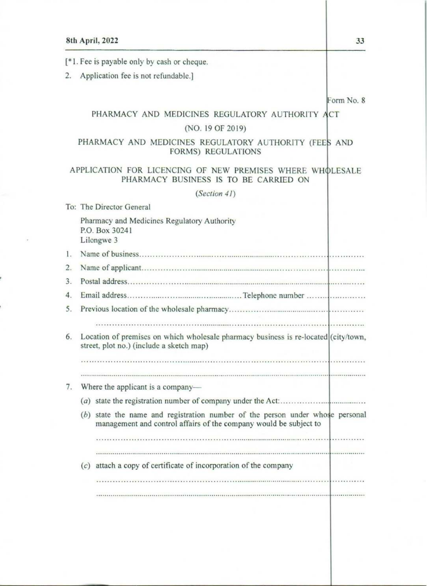 Government Notice 9 of 2022 — official PDF page 17; original table columns, symbols and diagram connections