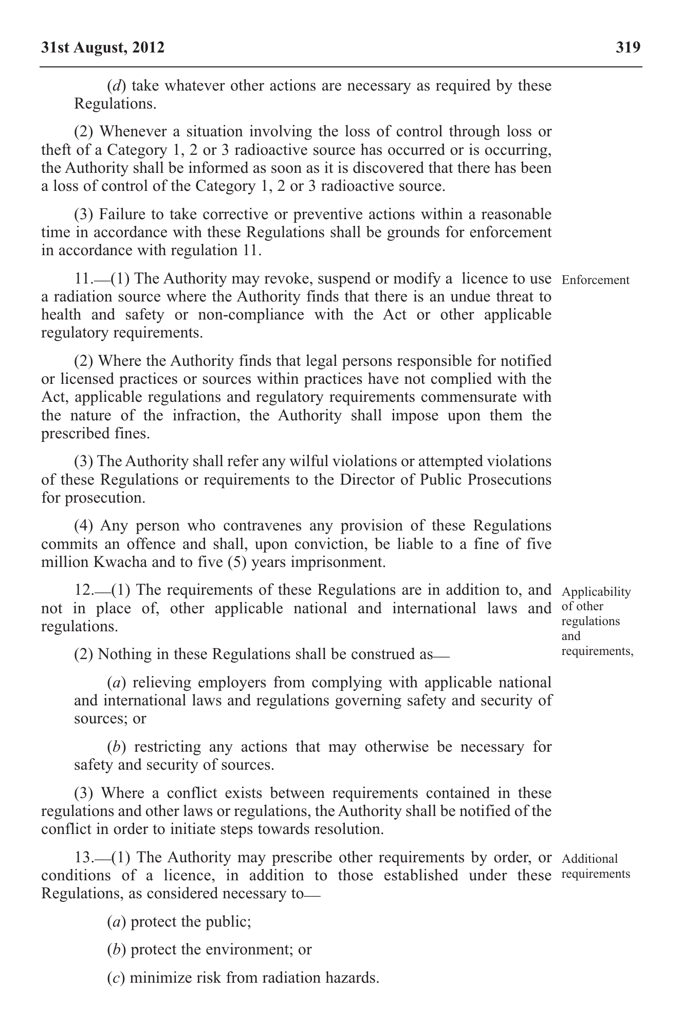 Government Notice 22 of 2012 — official PDF page 9; original table columns, symbols and diagram connections
