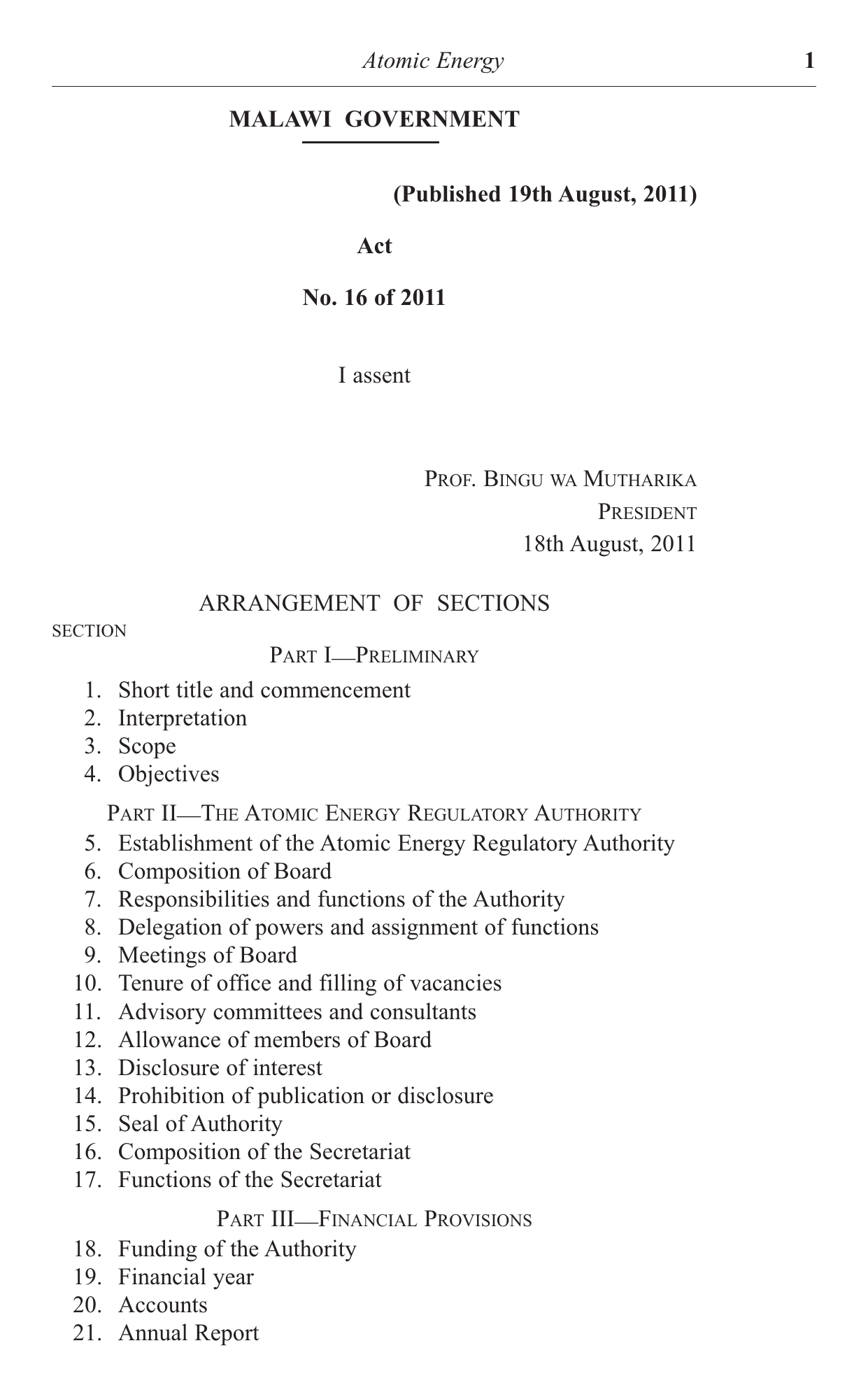 Act 16 of 2011 — official PDF page 3; original table columns, symbols and diagram connections