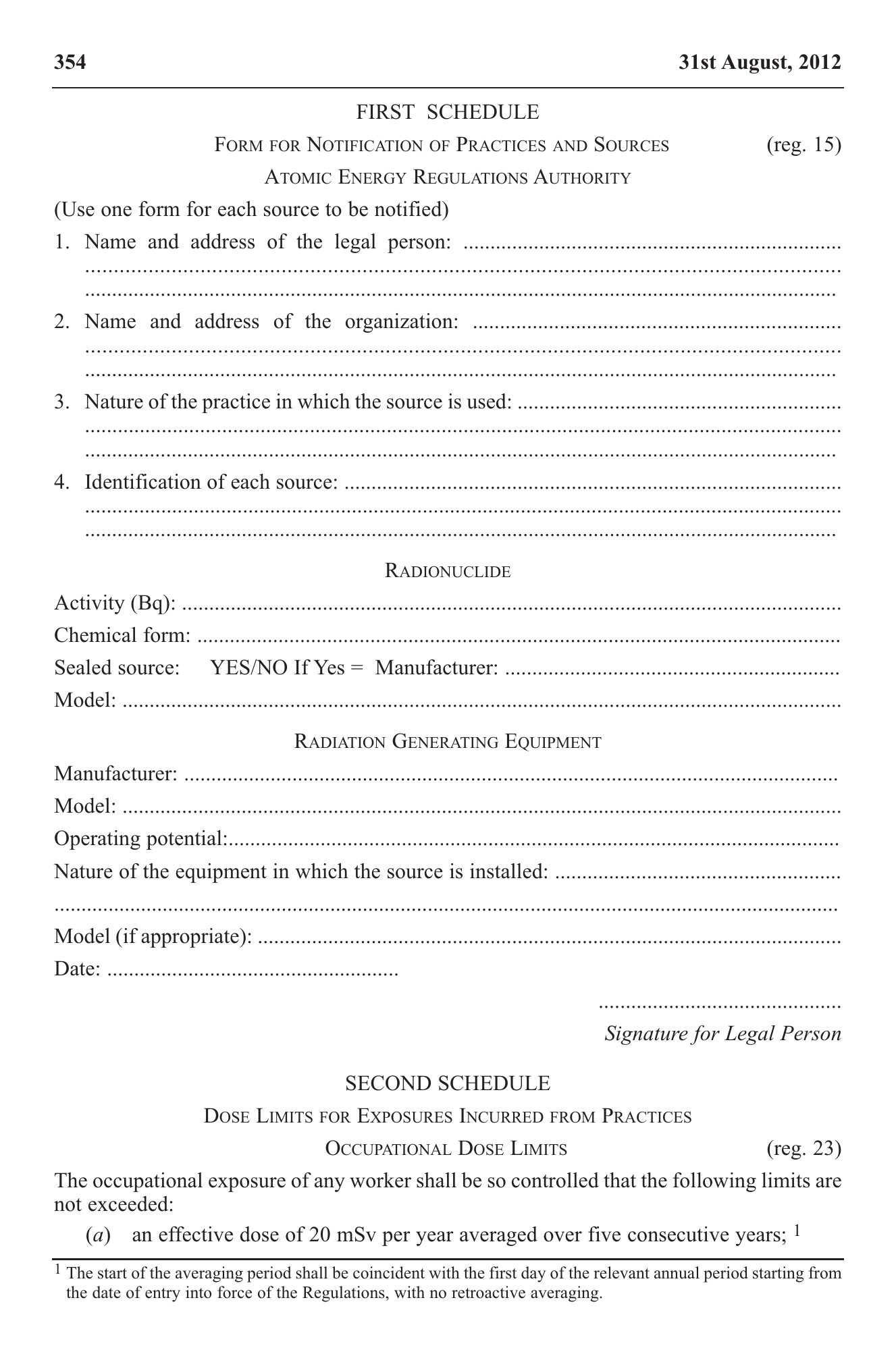 Government Notice 22 of 2012 — official PDF page 44; original table columns, symbols and diagram connections