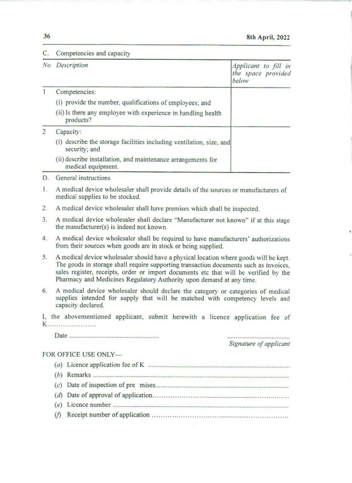 Government Notice 9 of 2022 — official PDF page 20; original table columns, symbols and diagram connections