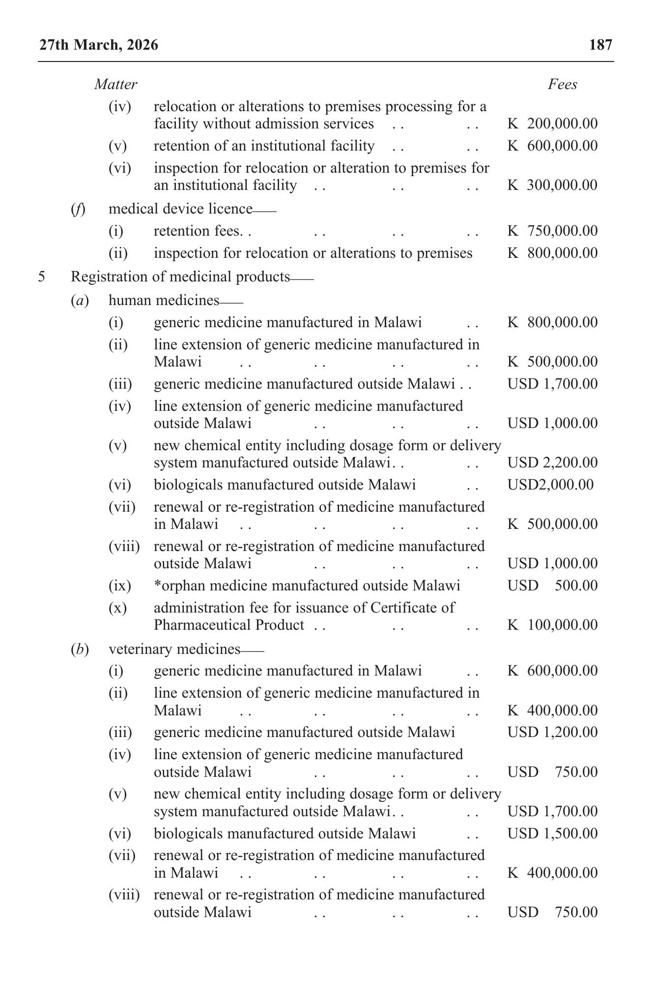 Government Notice 27 of 2026 — official PDF page 5; original table columns, symbols and diagram connections