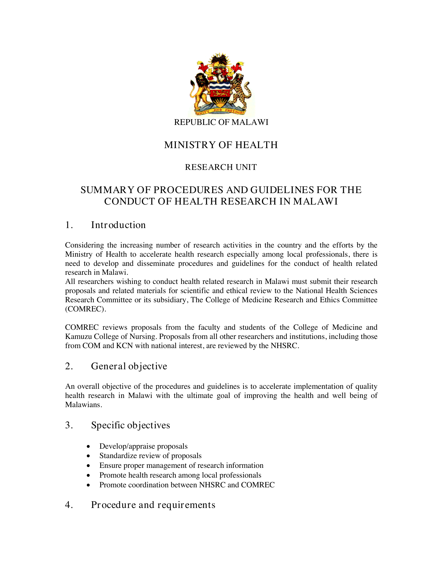 malawi-health-research-conduct-summary-nih-copy — official PDF page 1; original table columns, symbols and diagram connections