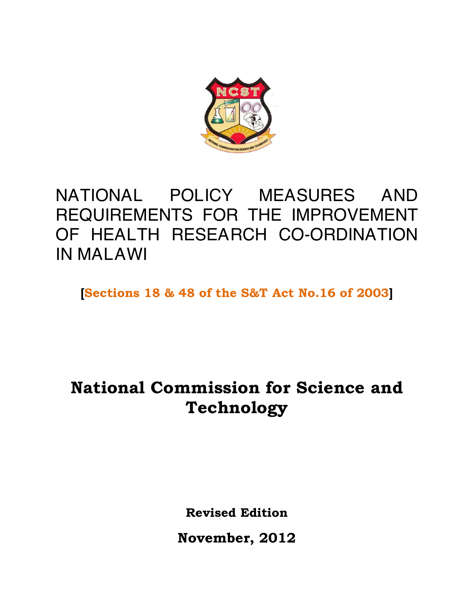 malawi-health-research-coordination-policy-2012 — official PDF page 1; original table columns, symbols and diagram connections