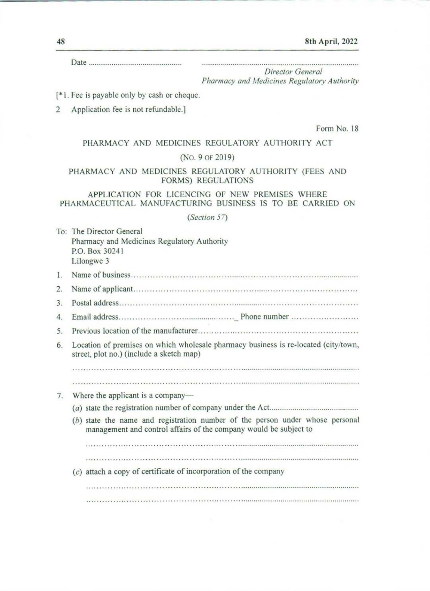Government Notice 9 of 2022 — official PDF page 32; original table columns, symbols and diagram connections