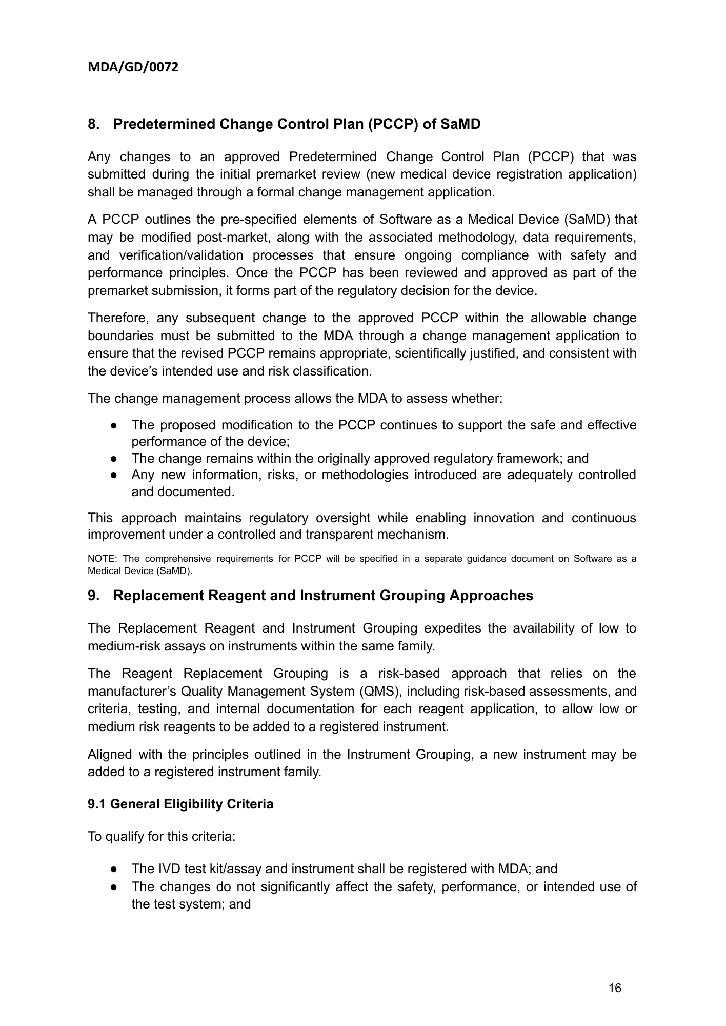 MDA/GD/0072, First Edition — original official PDF page16; original table columns and diagrams retained