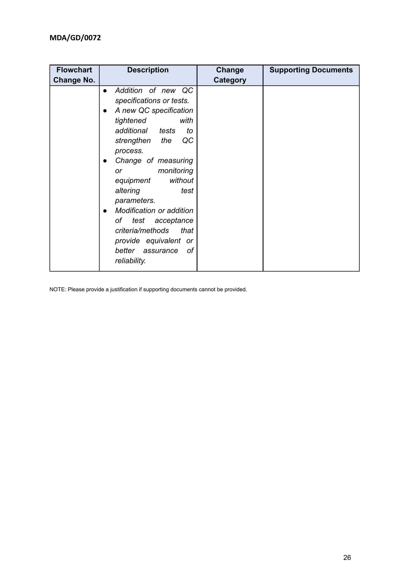 MDA/GD/0072, First Edition — original official PDF page26; original table columns and diagrams retained