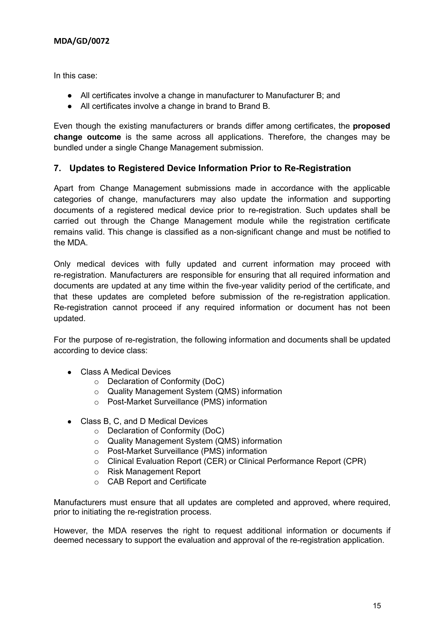 MDA/GD/0072, First Edition — original official PDF page15; original table columns and diagrams retained