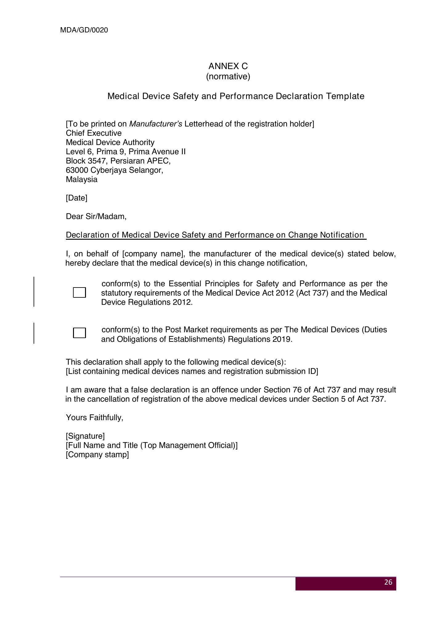 MDA/GD/0020, Fourth Edition — original official PDF page29; original table columns and diagrams retained