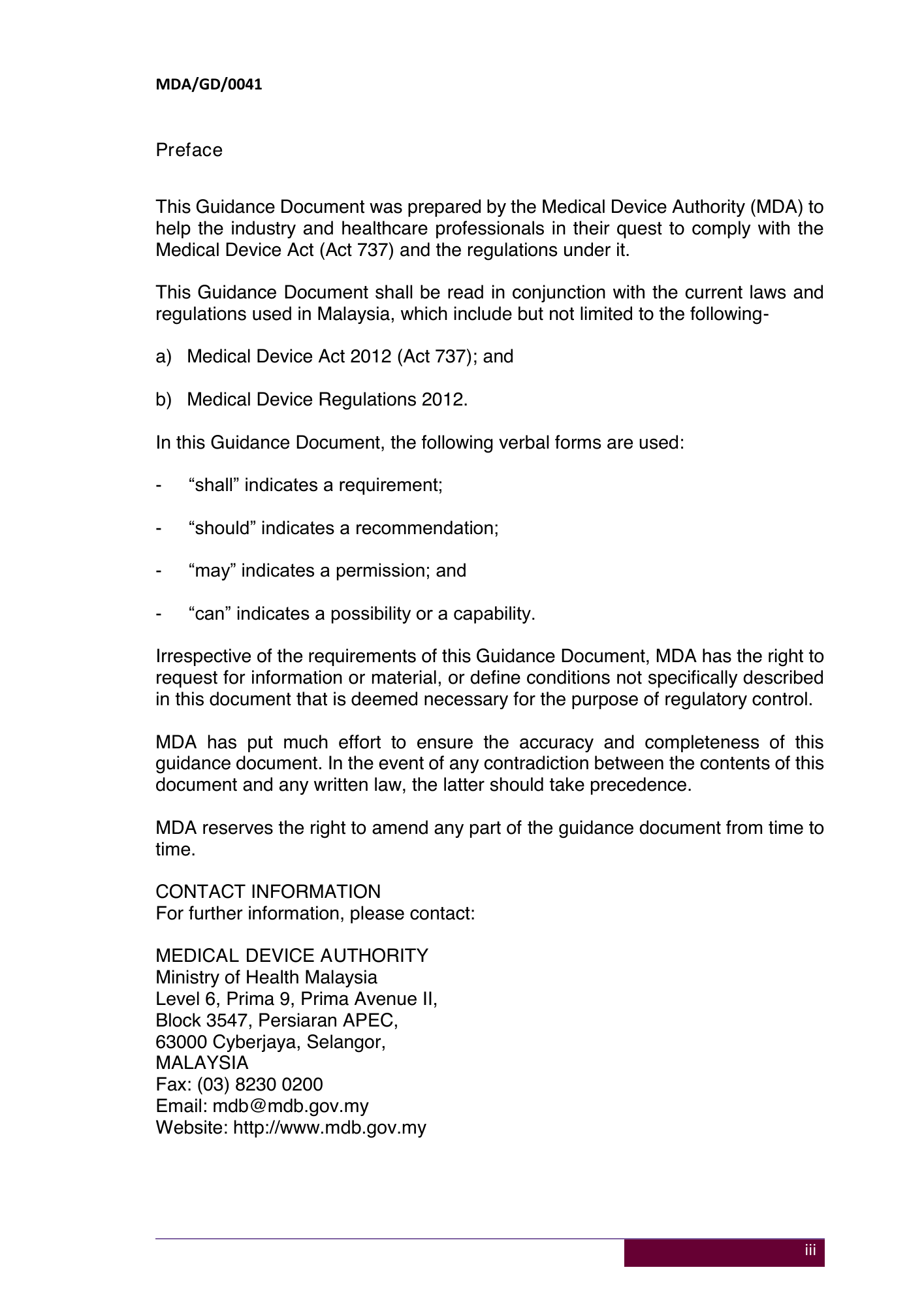 MDA/GD/0041, First Edition — original official PDF page3; original table columns and diagrams retained