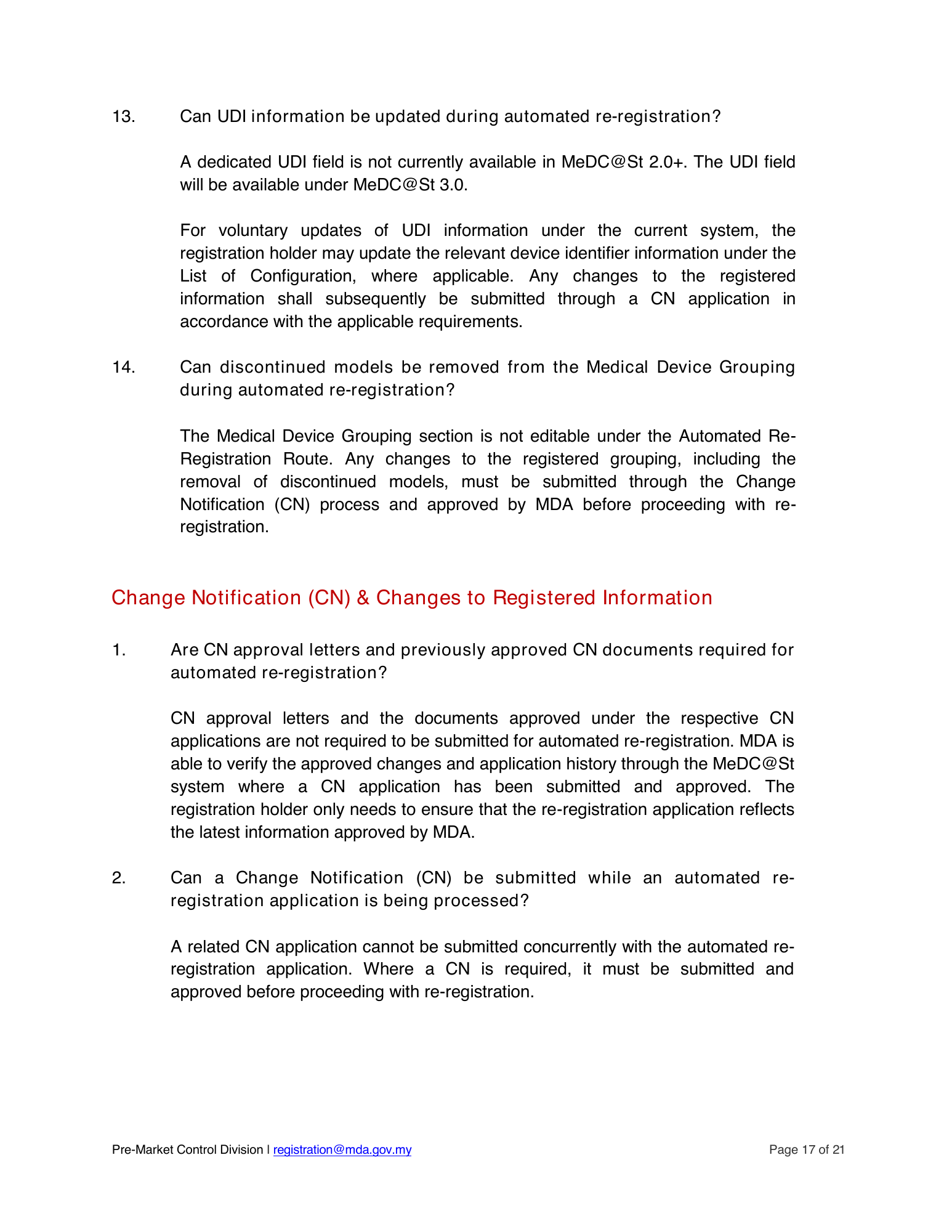 Automated re-registration route — official announcement and submission guide — original official PDF page17; original table columns and diagrams retained