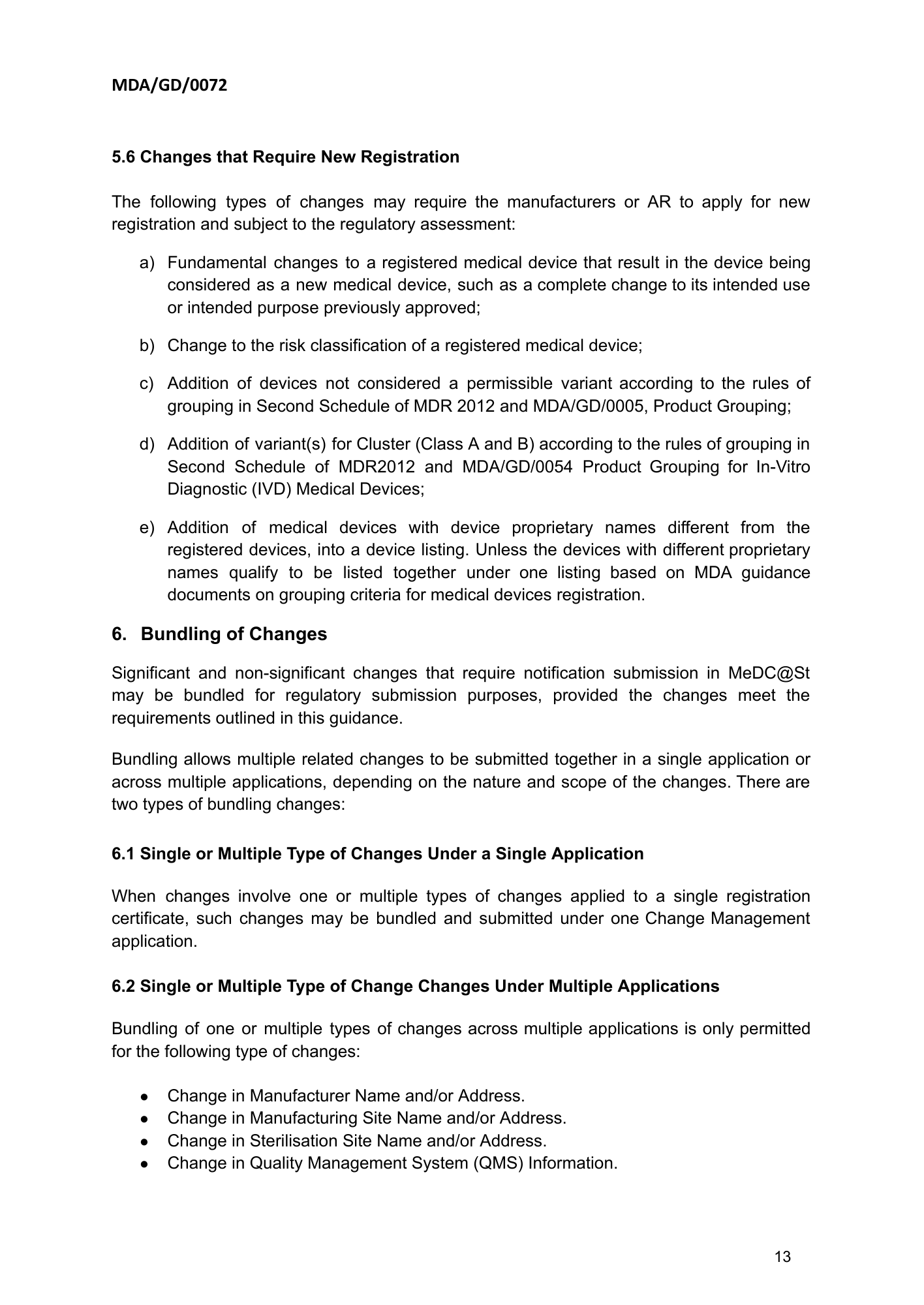 MDA/GD/0072, First Edition — original official PDF page13; original table columns and diagrams retained