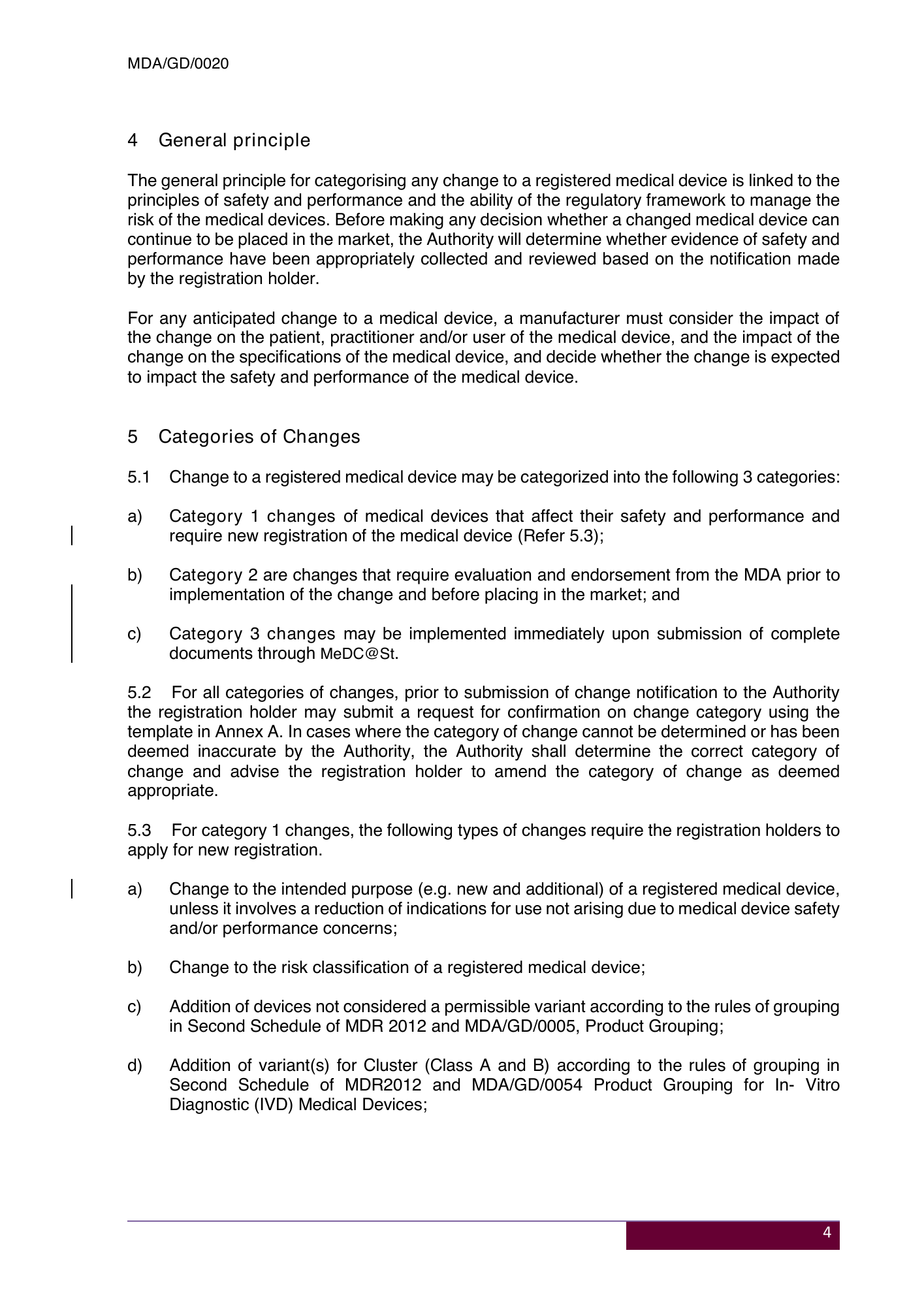 MDA/GD/0020, Fourth Edition — original official PDF page7; original table columns and diagrams retained