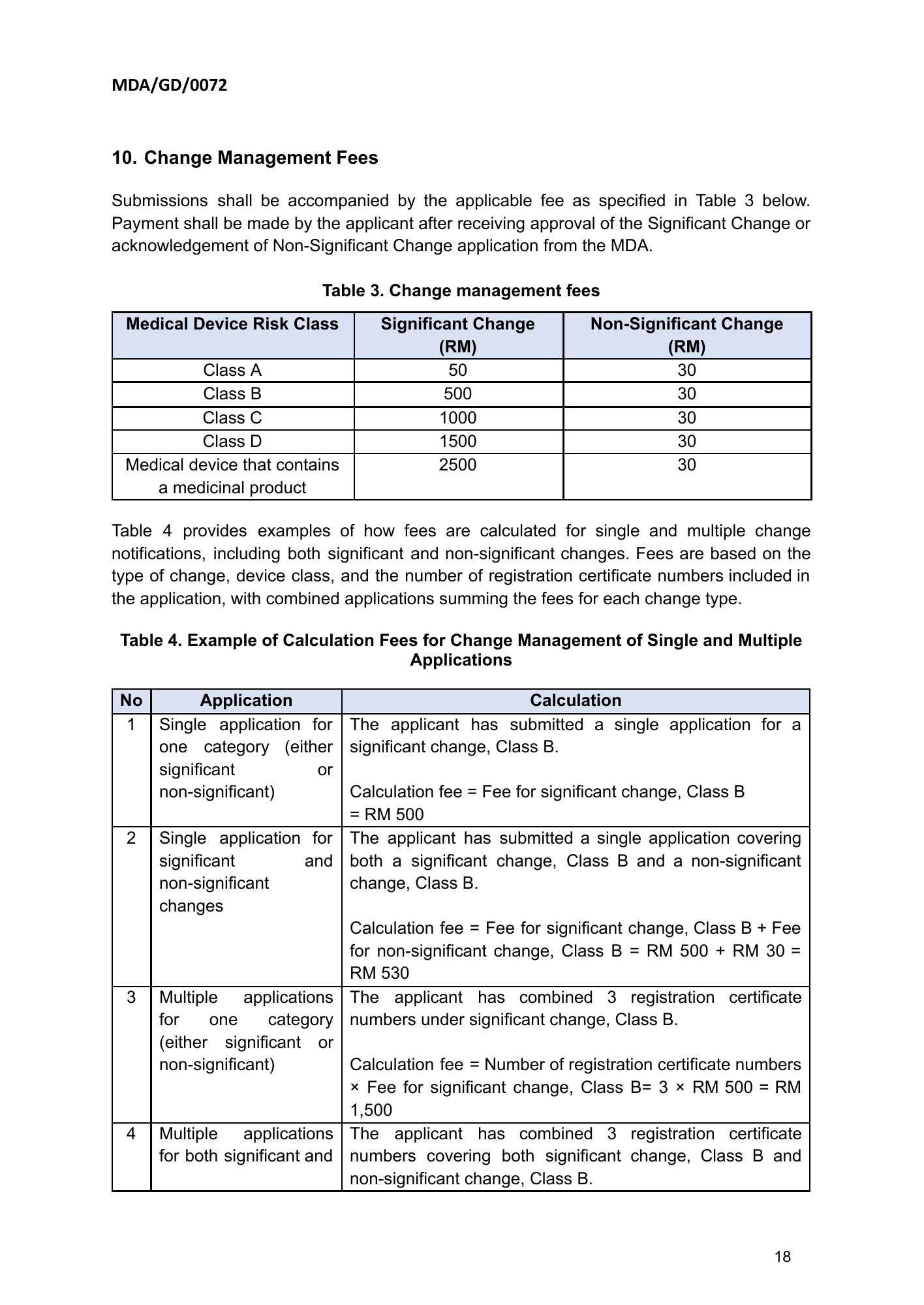 MDA/GD/0072, First Edition — original official PDF page18; original table columns and diagrams retained