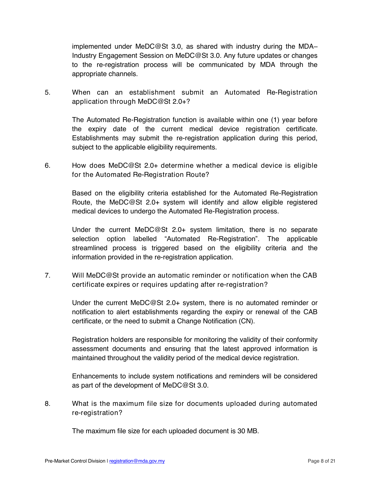 Automated re-registration route — official announcement and submission guide — original official PDF page8; original table columns and diagrams retained