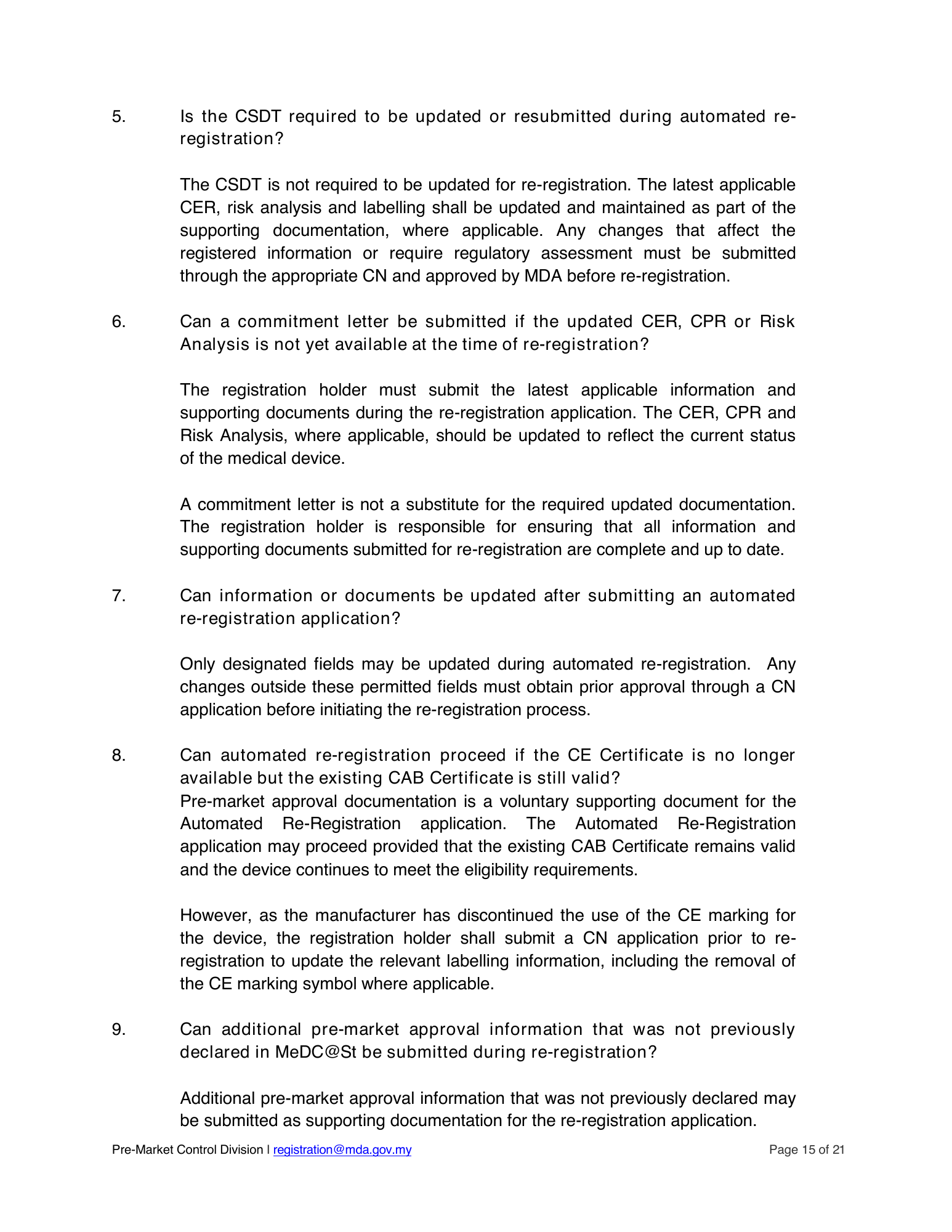 Automated re-registration route — official announcement and submission guide — original official PDF page15; original table columns and diagrams retained
