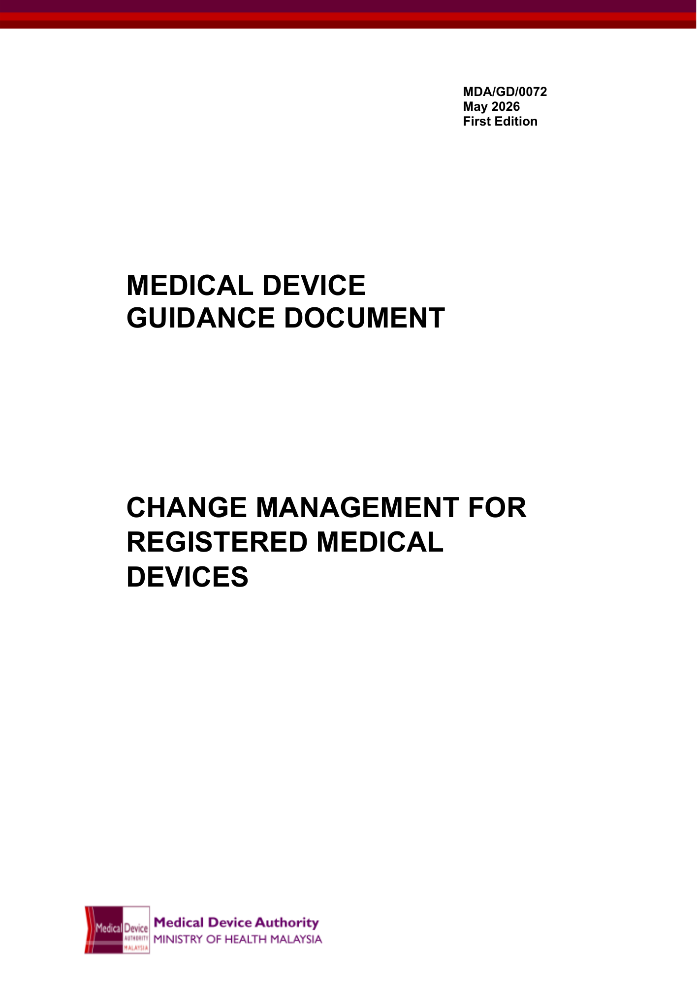 MDA/GD/0072, First Edition — original official PDF page1; original table columns and diagrams retained