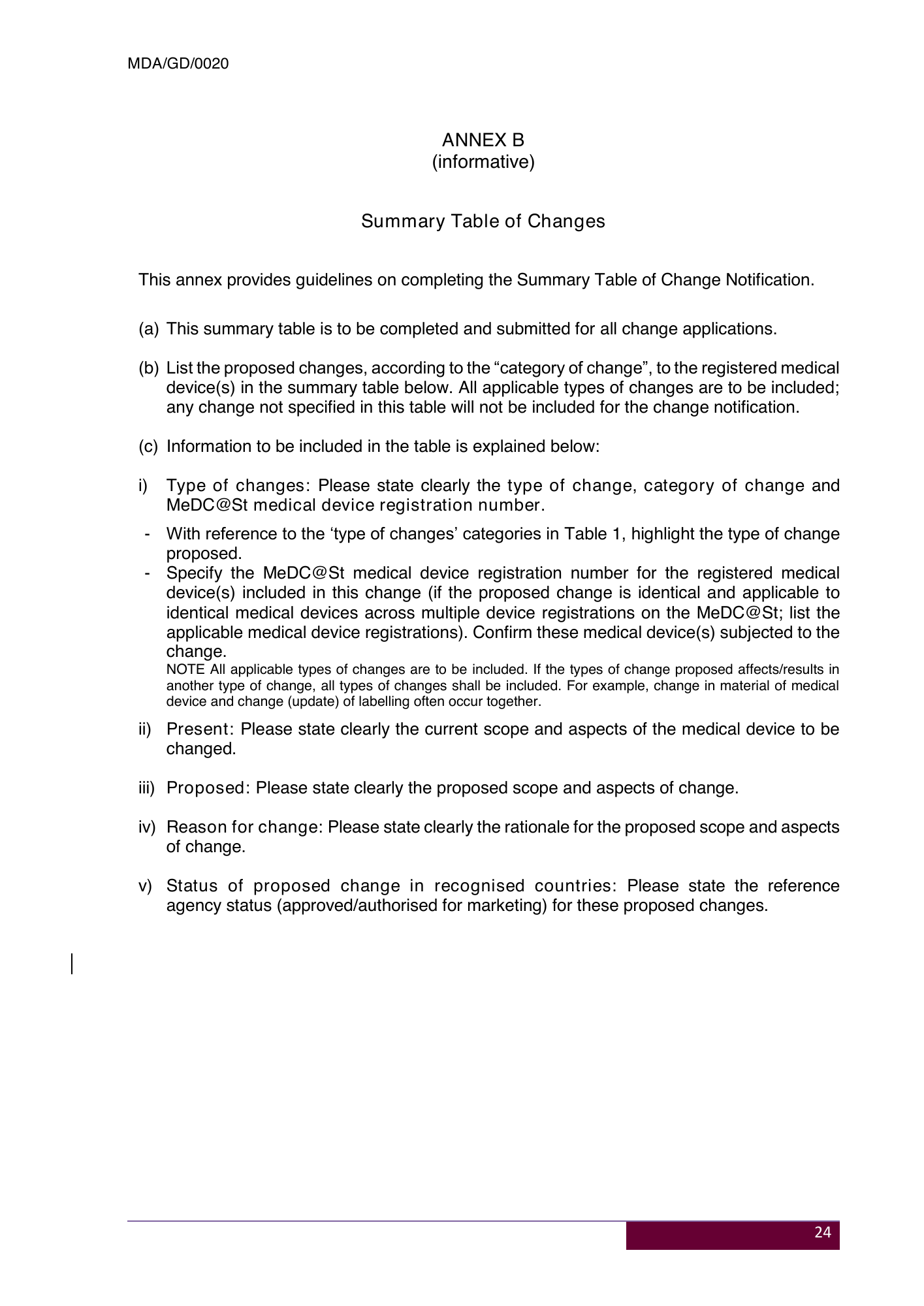 MDA/GD/0020, Fourth Edition — original official PDF page27; original table columns and diagrams retained