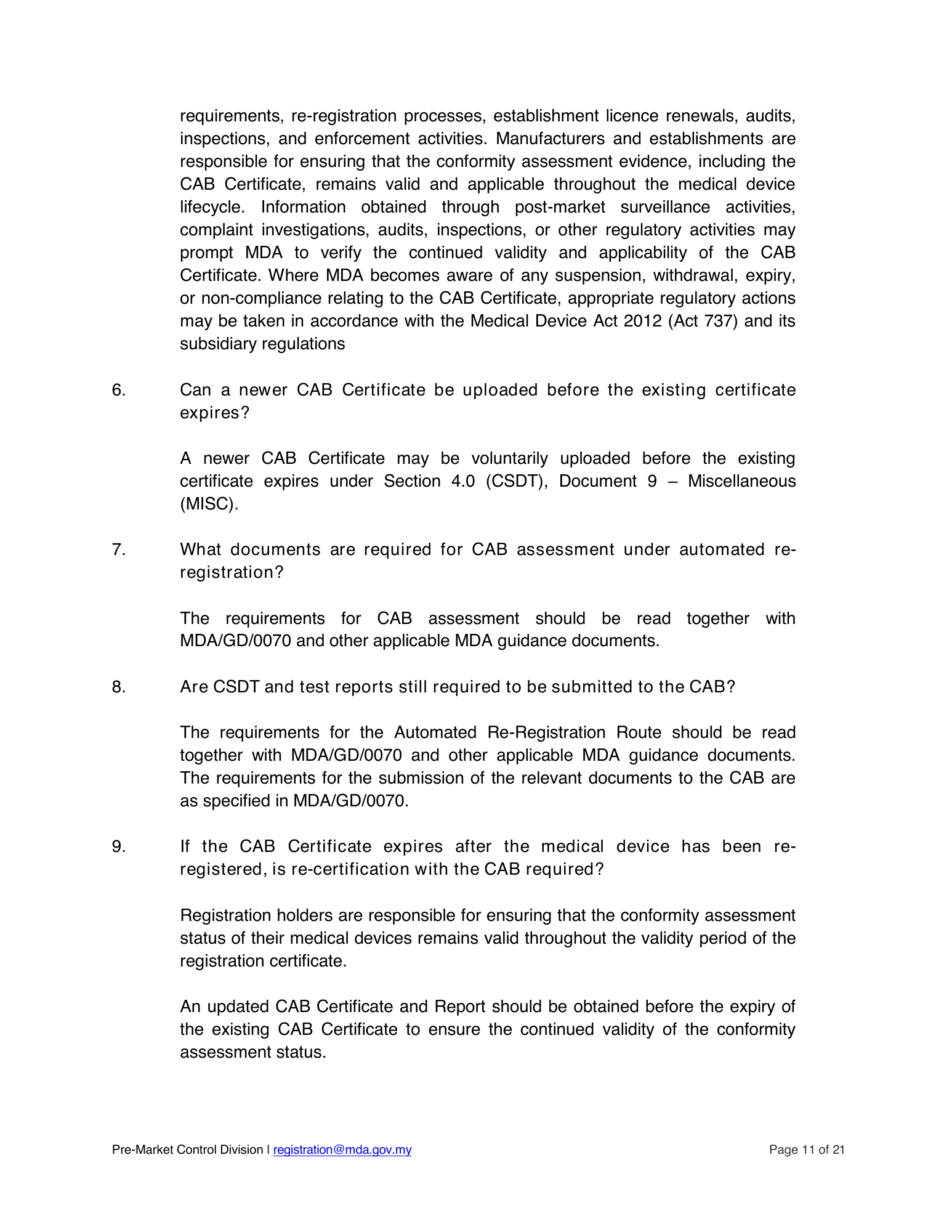 Automated re-registration route — official announcement and submission guide — original official PDF page11; original table columns and diagrams retained