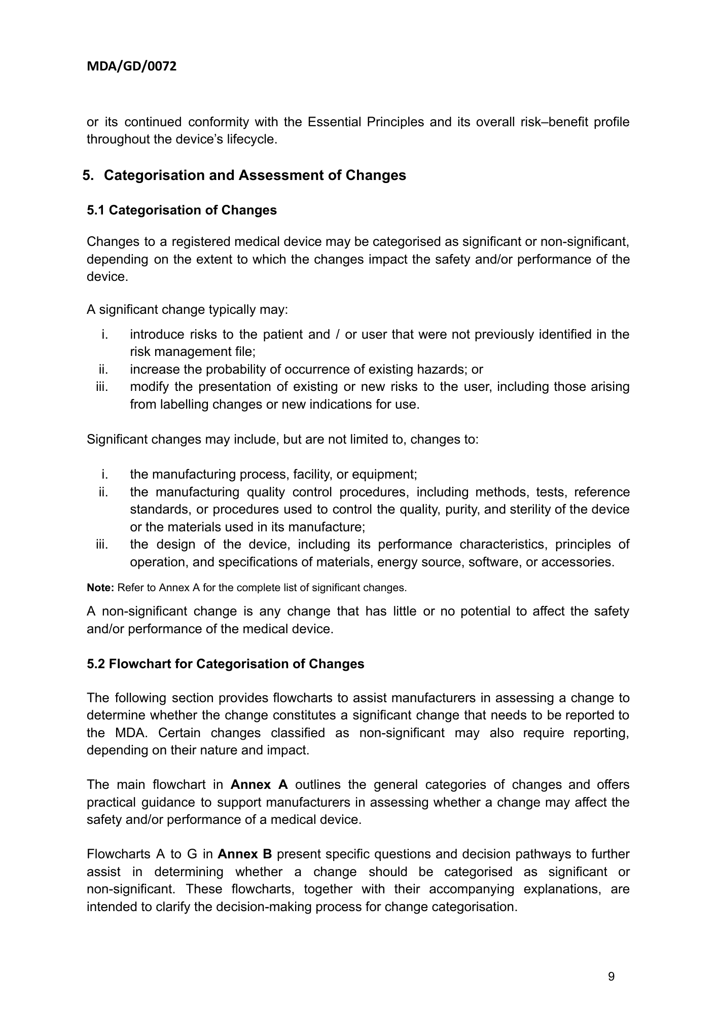 MDA/GD/0072, First Edition — original official PDF page9; original table columns and diagrams retained