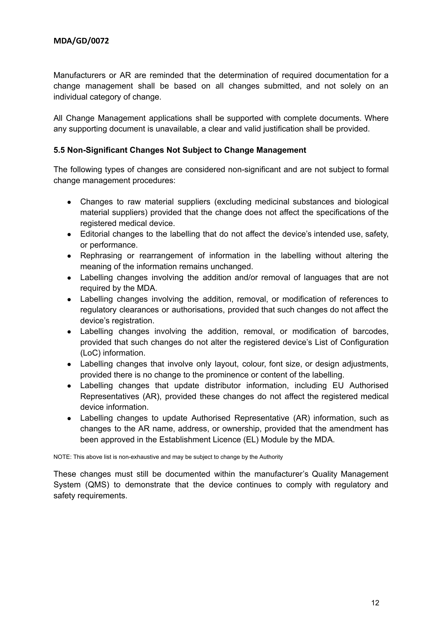 MDA/GD/0072, First Edition — original official PDF page12; original table columns and diagrams retained