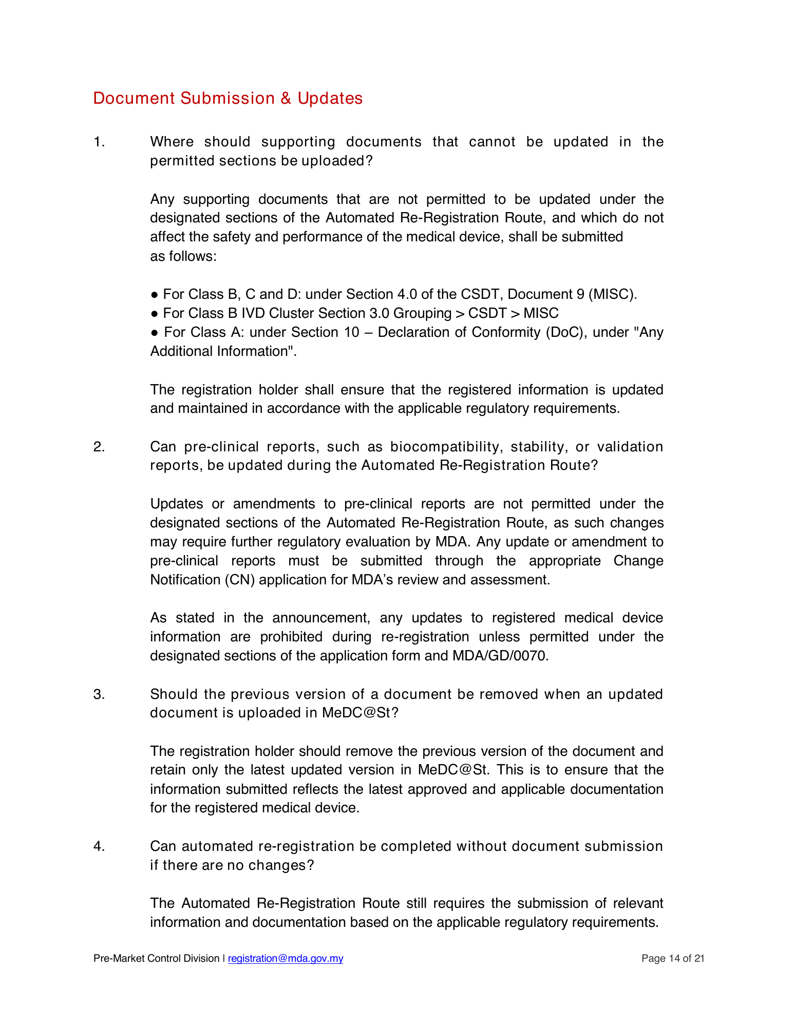 Automated re-registration route — official announcement and submission guide — original official PDF page14; original table columns and diagrams retained