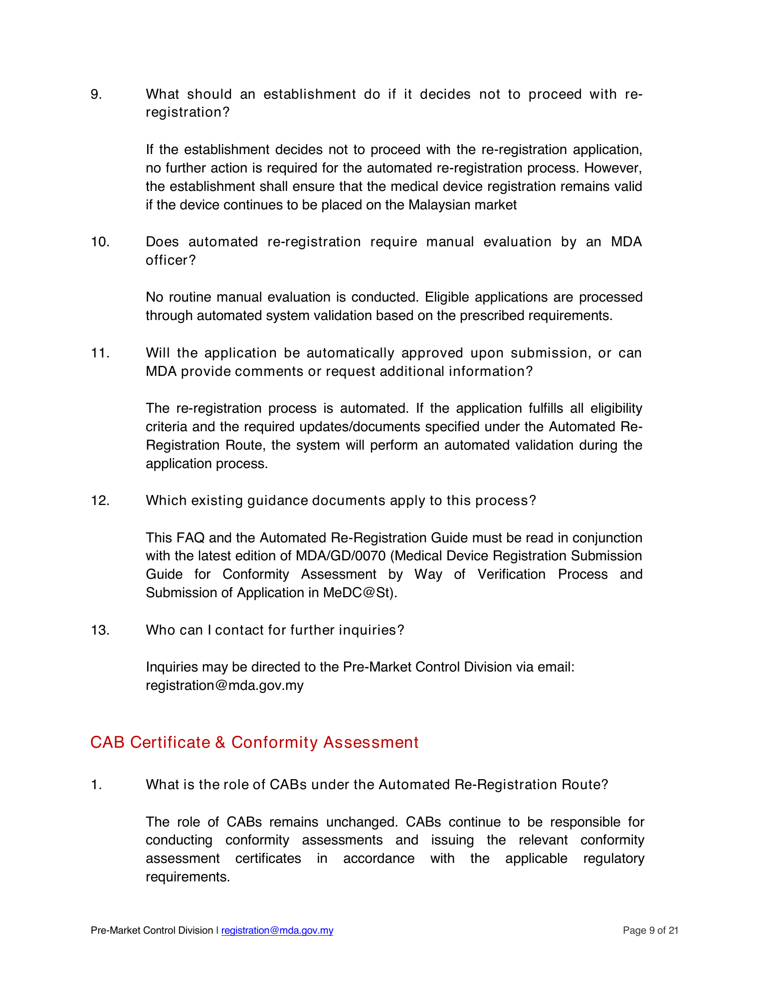 Automated re-registration route — official announcement and submission guide — original official PDF page9; original table columns and diagrams retained