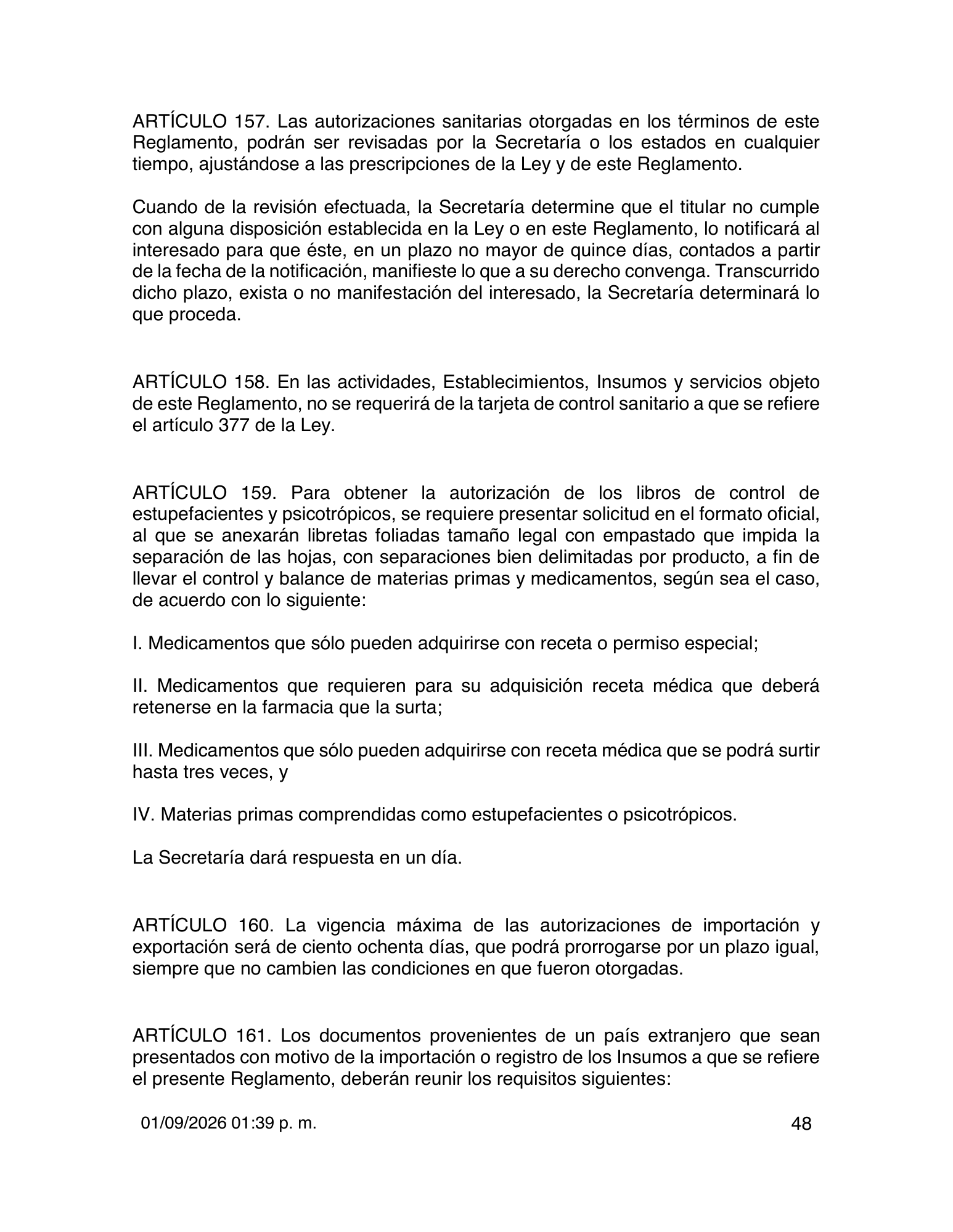 Reglamento de Insumos para la Salud — 2026 compiled expression — official PDF page 48