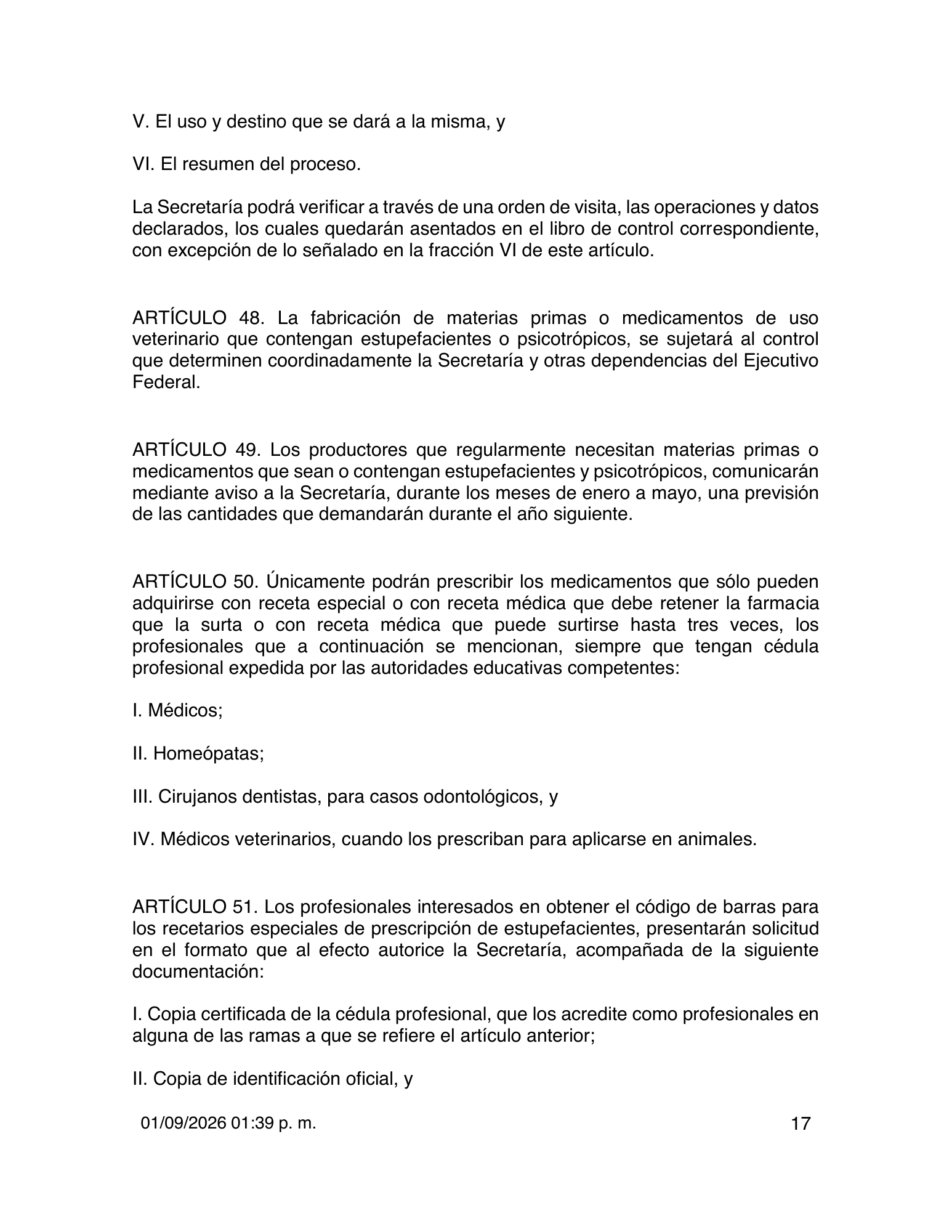 Reglamento de Insumos para la Salud — 2026 compiled expression — official PDF page 17