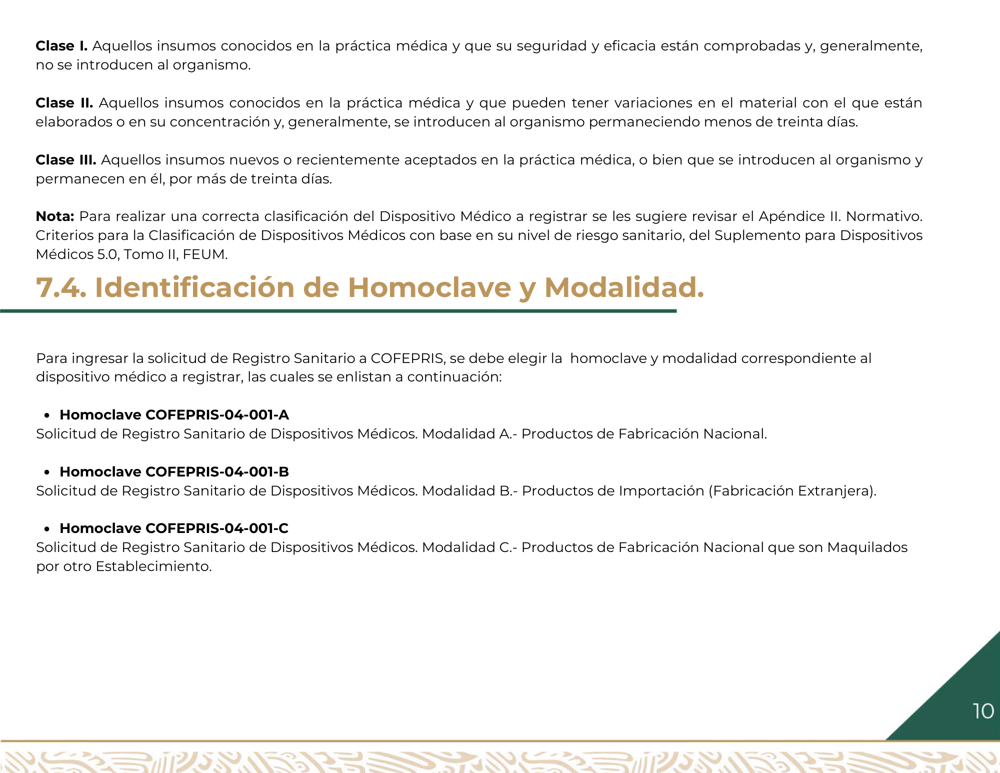 Guía para la obtención del registro sanitario de dispositivos médicos Clase I, II y III — original physical PDF page 11; full original layout and figures retained.