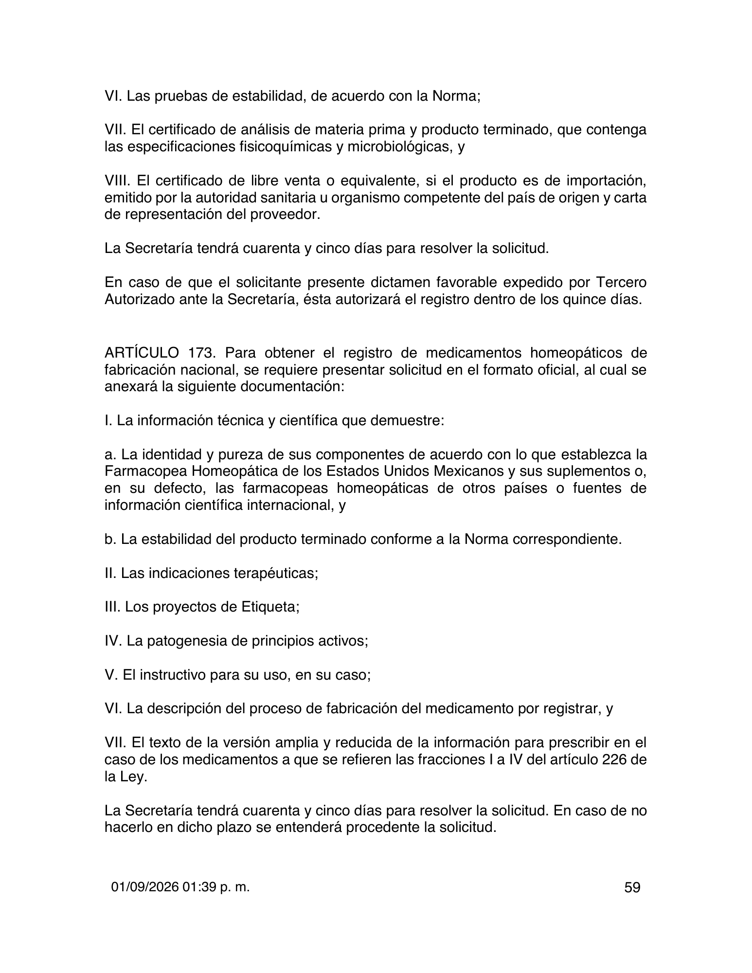 Reglamento de Insumos para la Salud — 2026 compiled expression — official PDF page 59