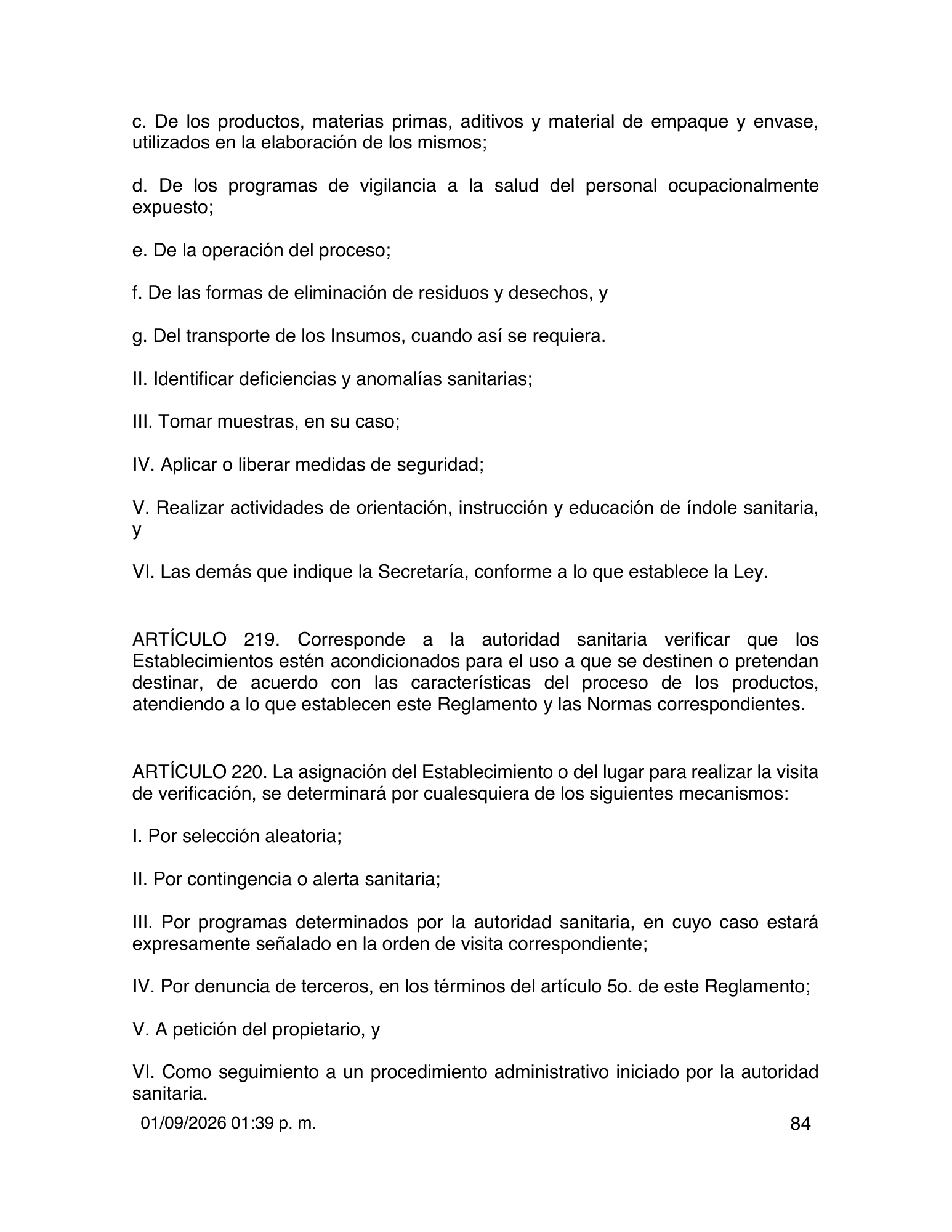 Reglamento de Insumos para la Salud — 2026 compiled expression — official PDF page 84