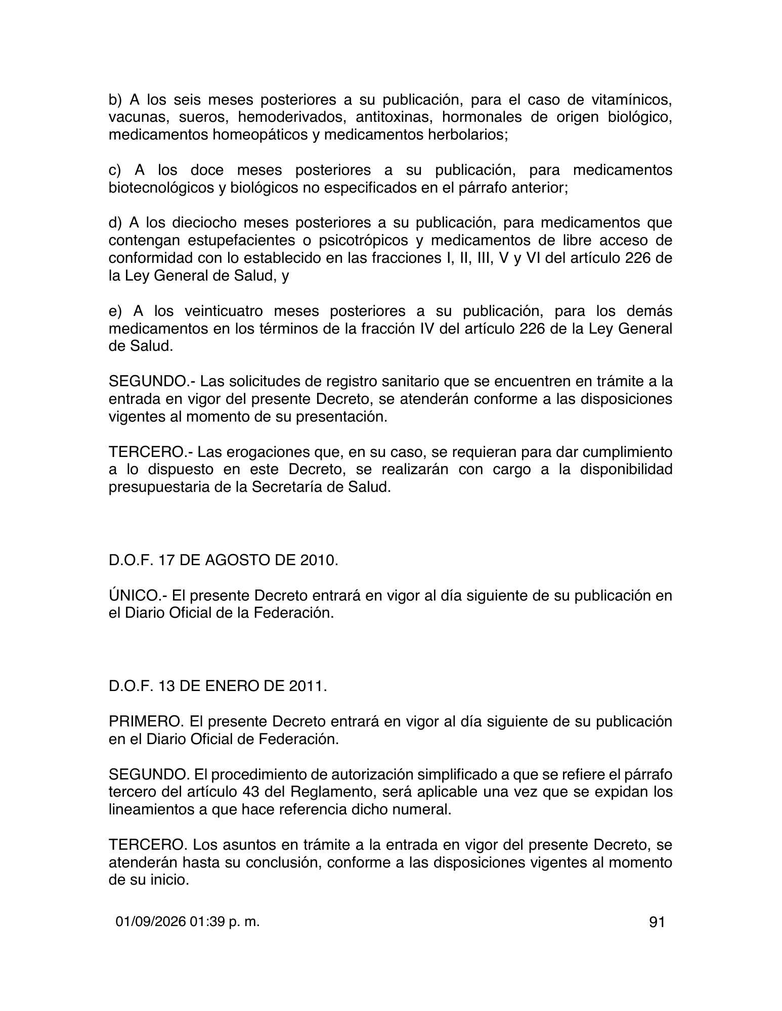 Reglamento de Insumos para la Salud — 2026 compiled expression — official PDF page 91