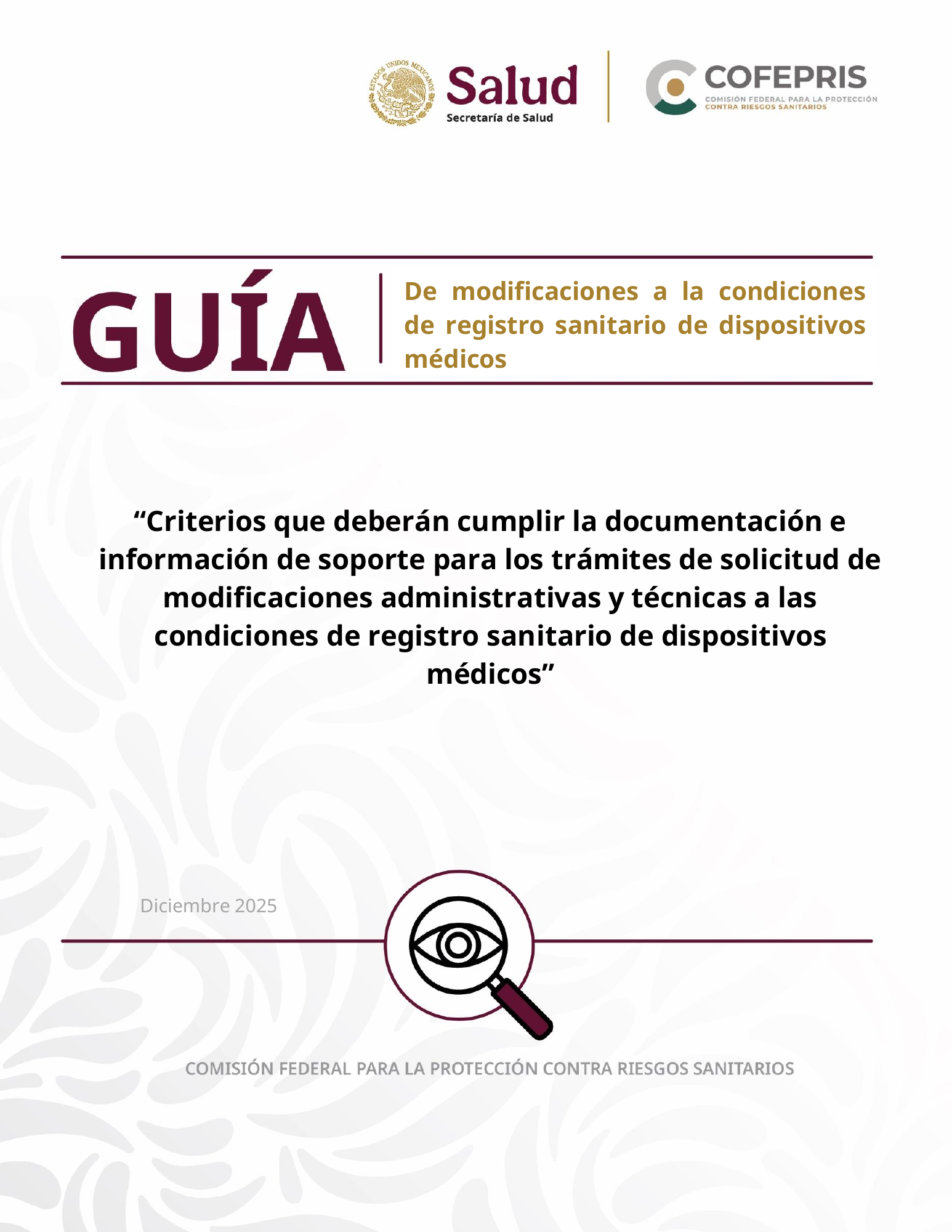 COFEPRIS — Guía de modificaciones de dispositivos médicos, diciembre 2025 — official PDF page 1