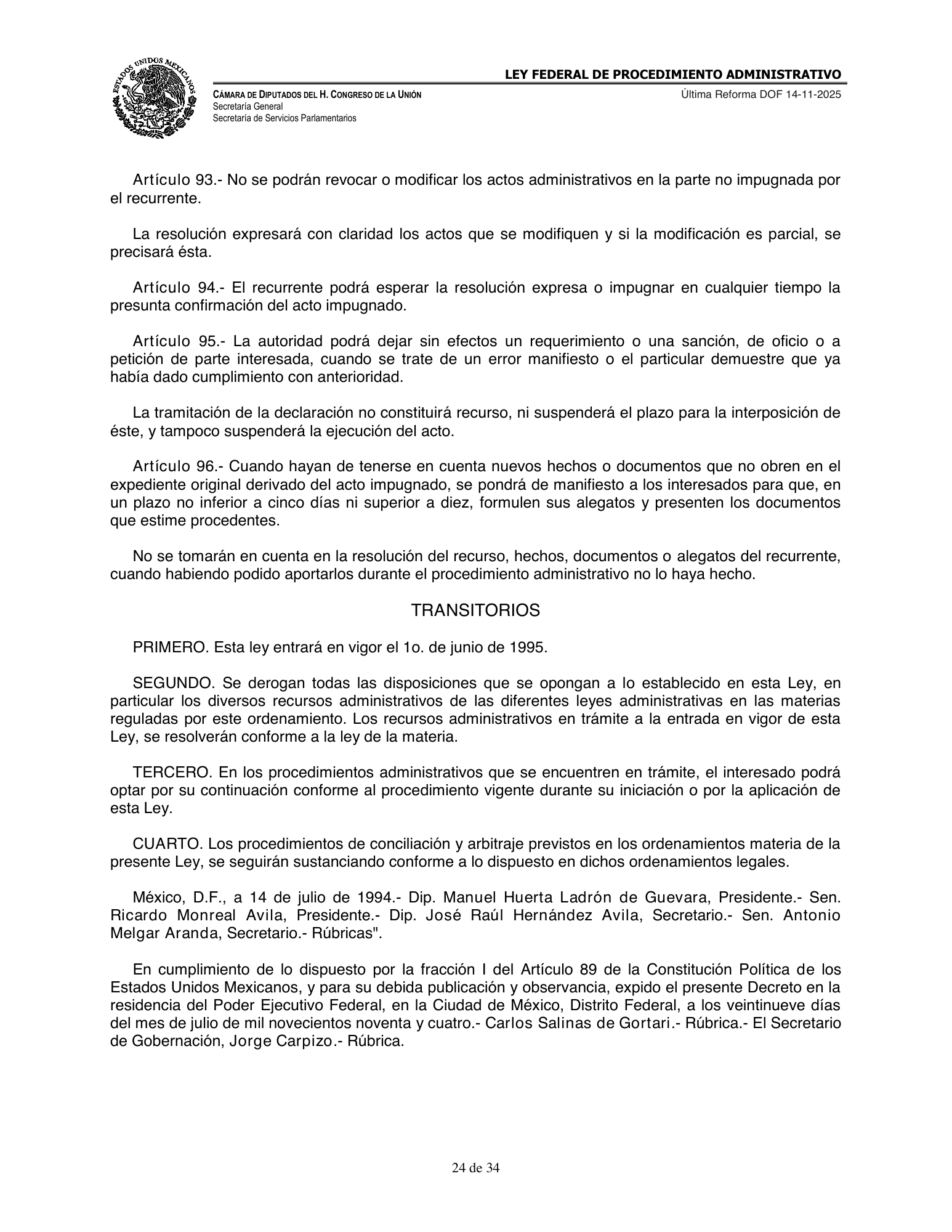 Ley Federal de Procedimiento Administrativo — official PDF page 24