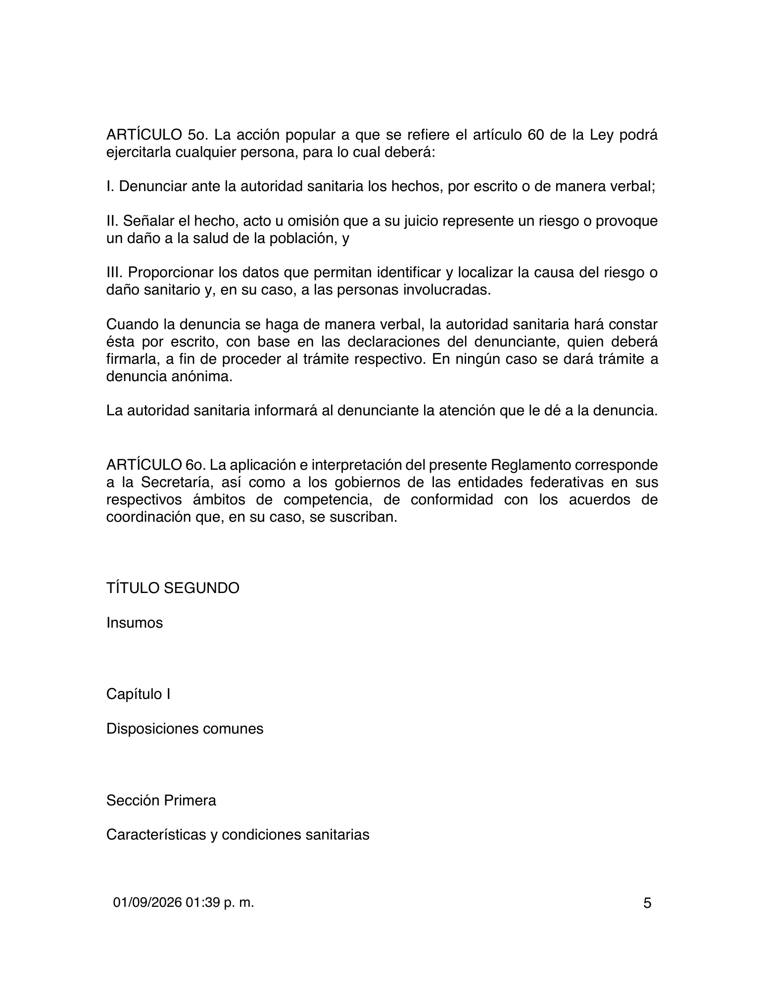 Reglamento de Insumos para la Salud — 2026 compiled expression — official PDF page 5