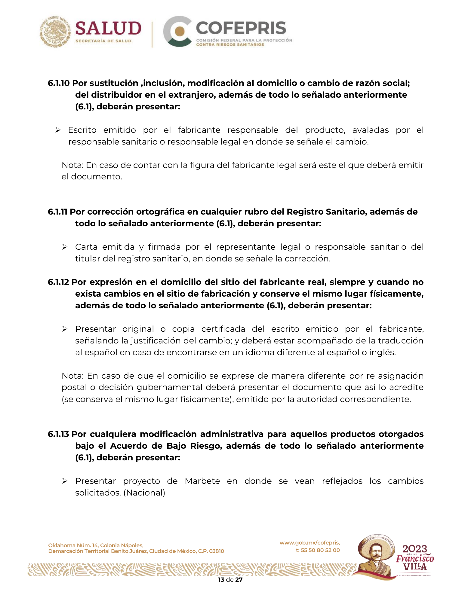 Criterios para definir la clasificación de las modificaciones a las condiciones de registro sanitario de dispositivos médicos — original physical PDF page 14; full original layout and figures retained.