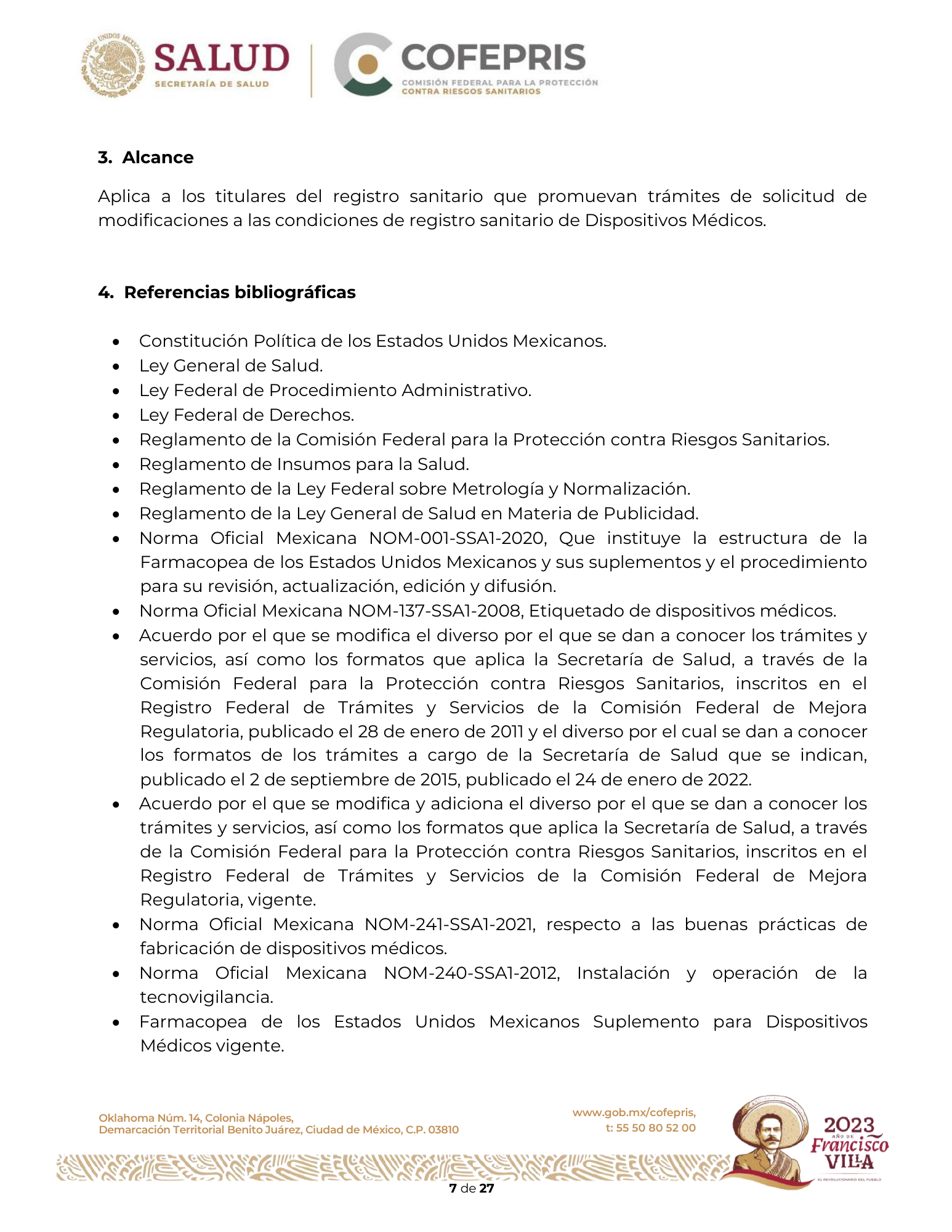 Criterios para definir la clasificación de las modificaciones a las condiciones de registro sanitario de dispositivos médicos — original physical PDF page 8; full original layout and figures retained.