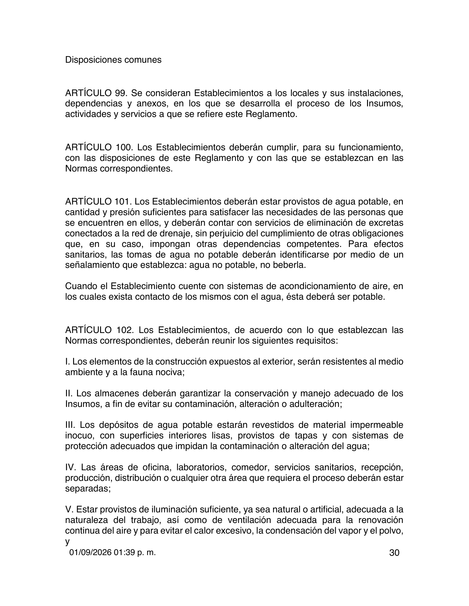 Reglamento de Insumos para la Salud — 2026 compiled expression — official PDF page 30