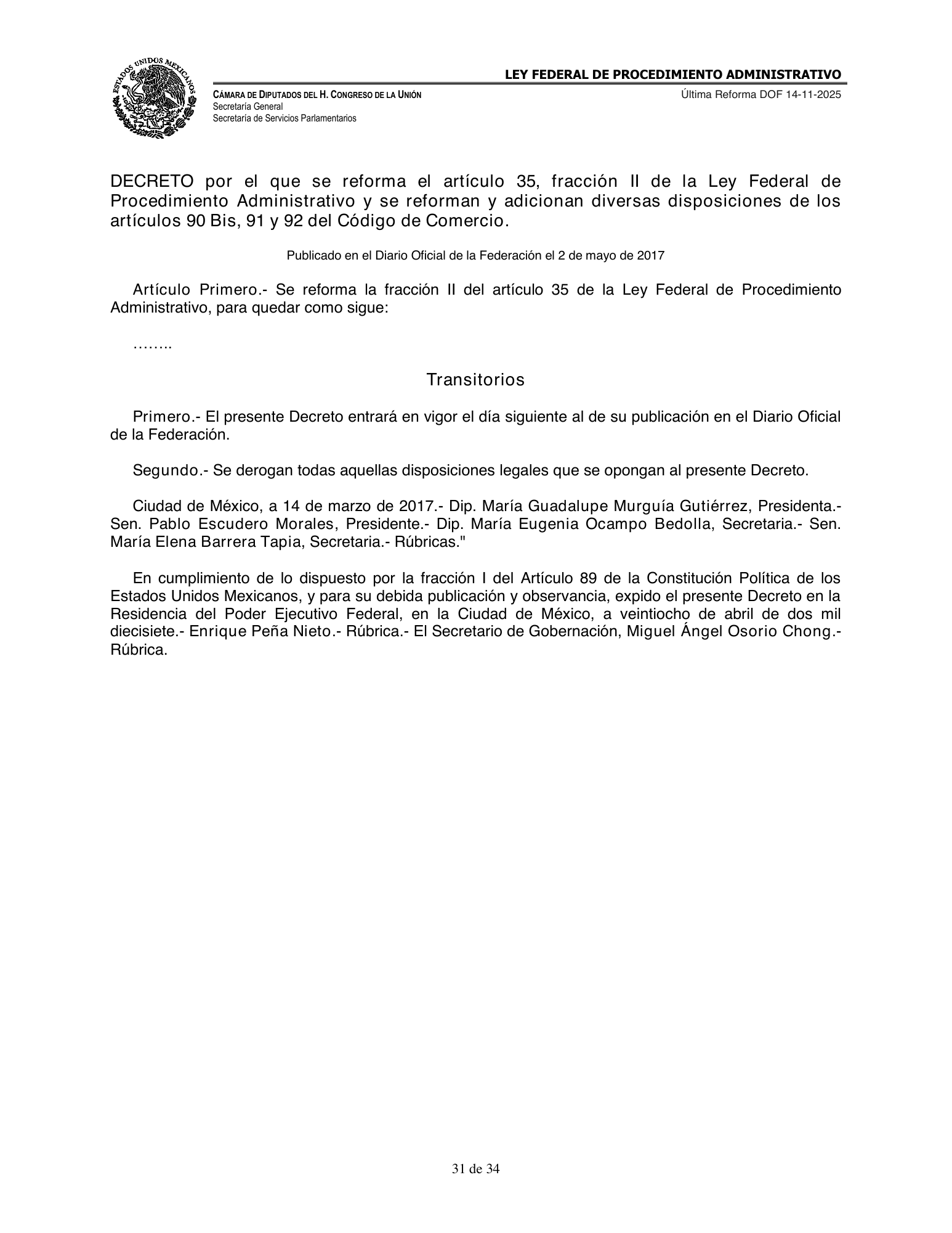 Ley Federal de Procedimiento Administrativo — official PDF page 31