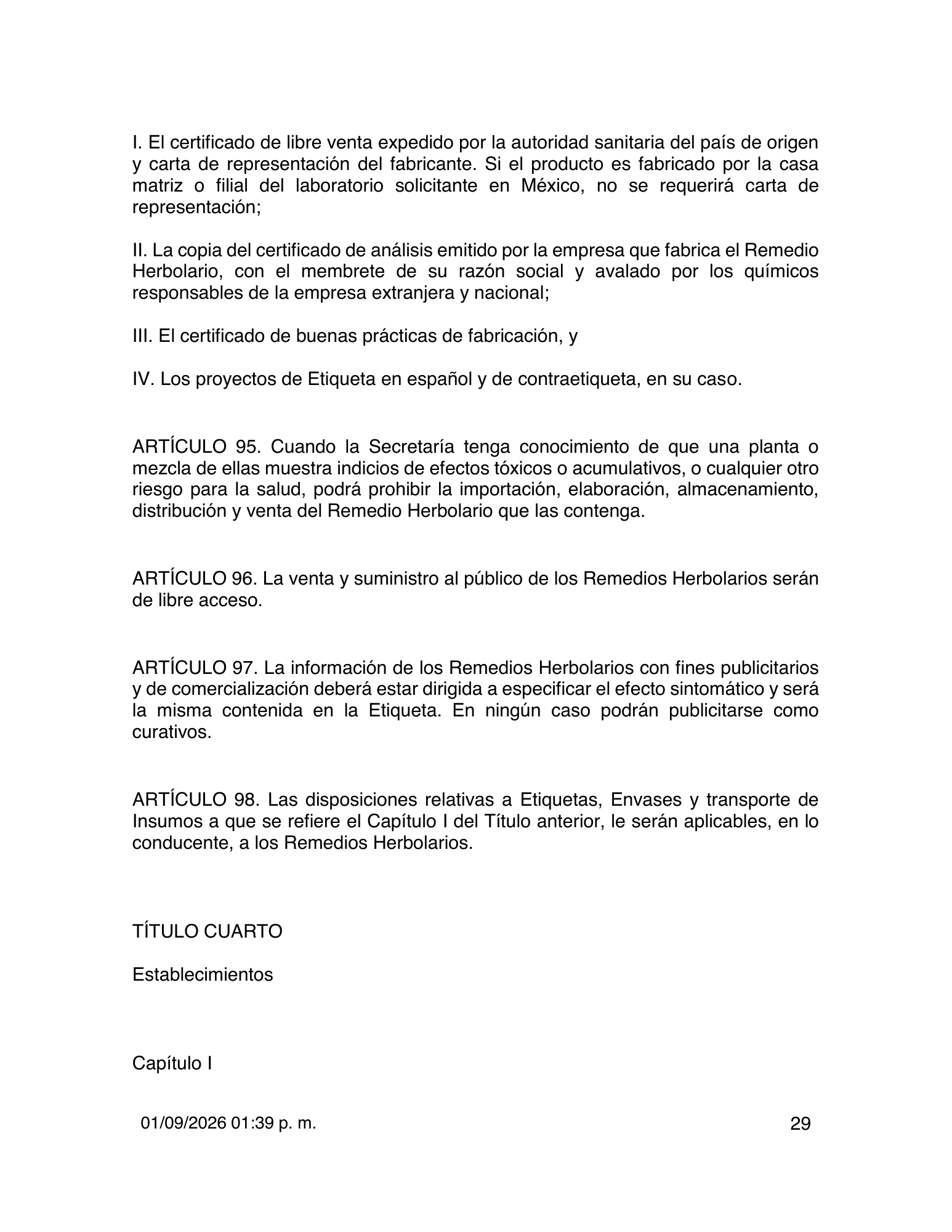 Reglamento de Insumos para la Salud — 2026 compiled expression — official PDF page 29