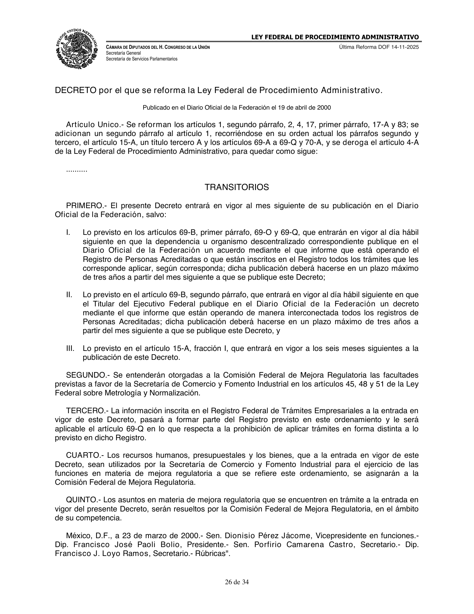 Ley Federal de Procedimiento Administrativo — official PDF page 26