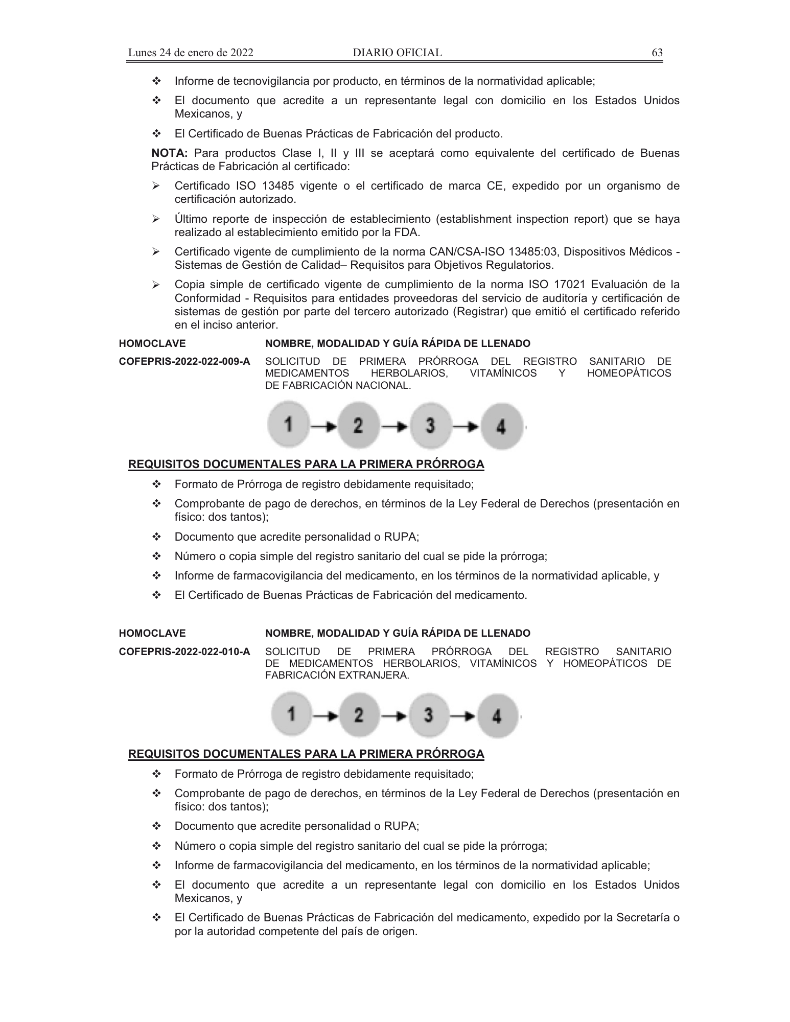 COFEPRIS procedures/forms amendment, DOF 24 January 2022 — original physical PDF page 28; complete page image is authoritative.